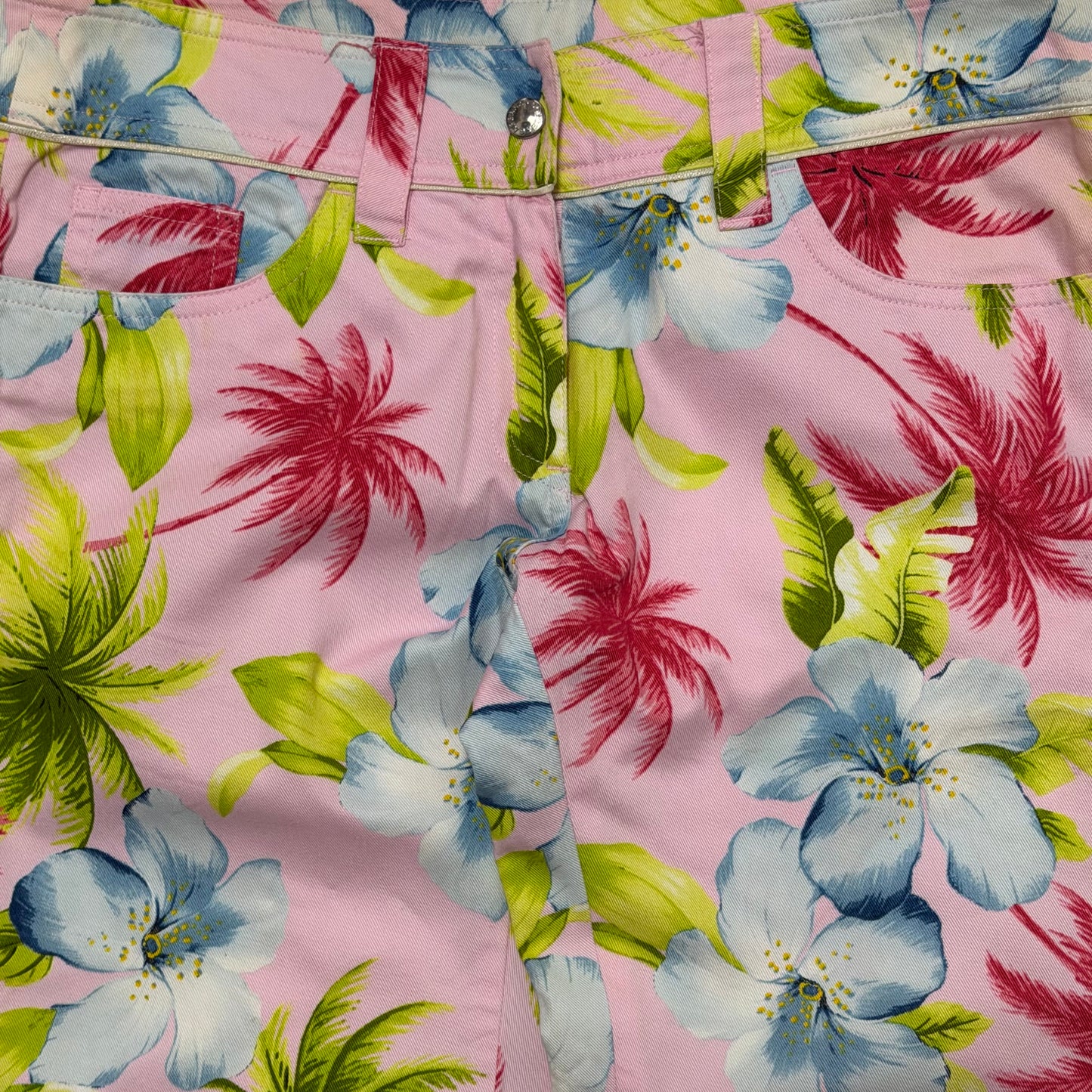 DOLCE&GABBANA Vintage Floral Cotton Cropped Pants
