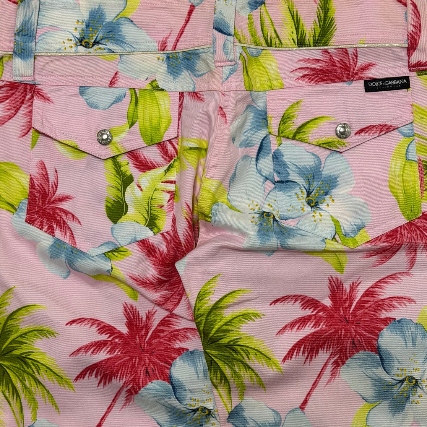 DOLCE&GABBANA Vintage Floral Cotton Cropped Pants