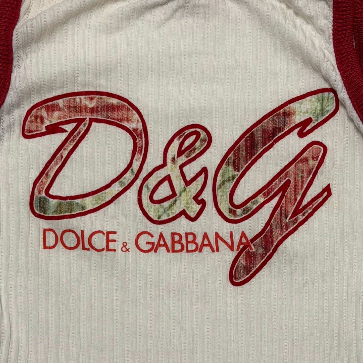 D&G Vintage Contrast Trim Ribbed Logo Tank Top