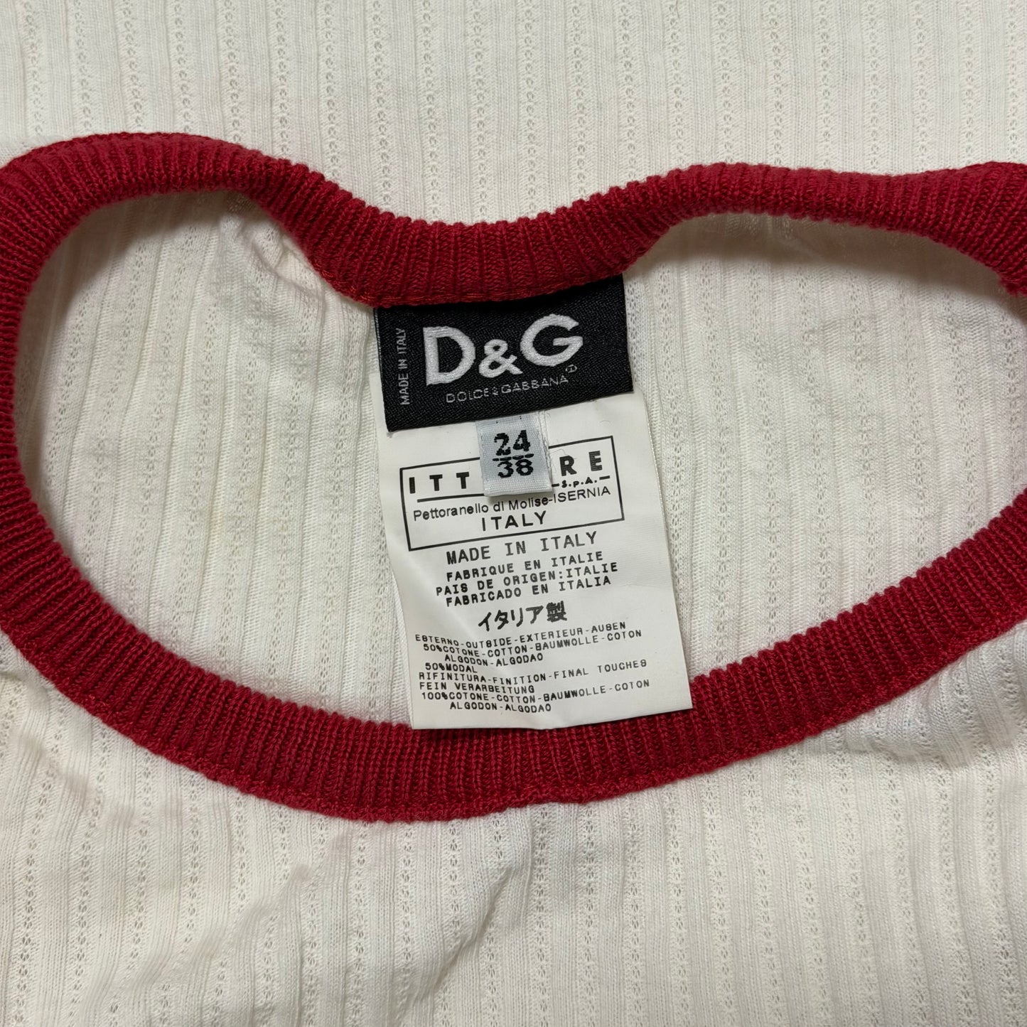 D&G Vintage Contrast Trim Ribbed Logo Tank Top