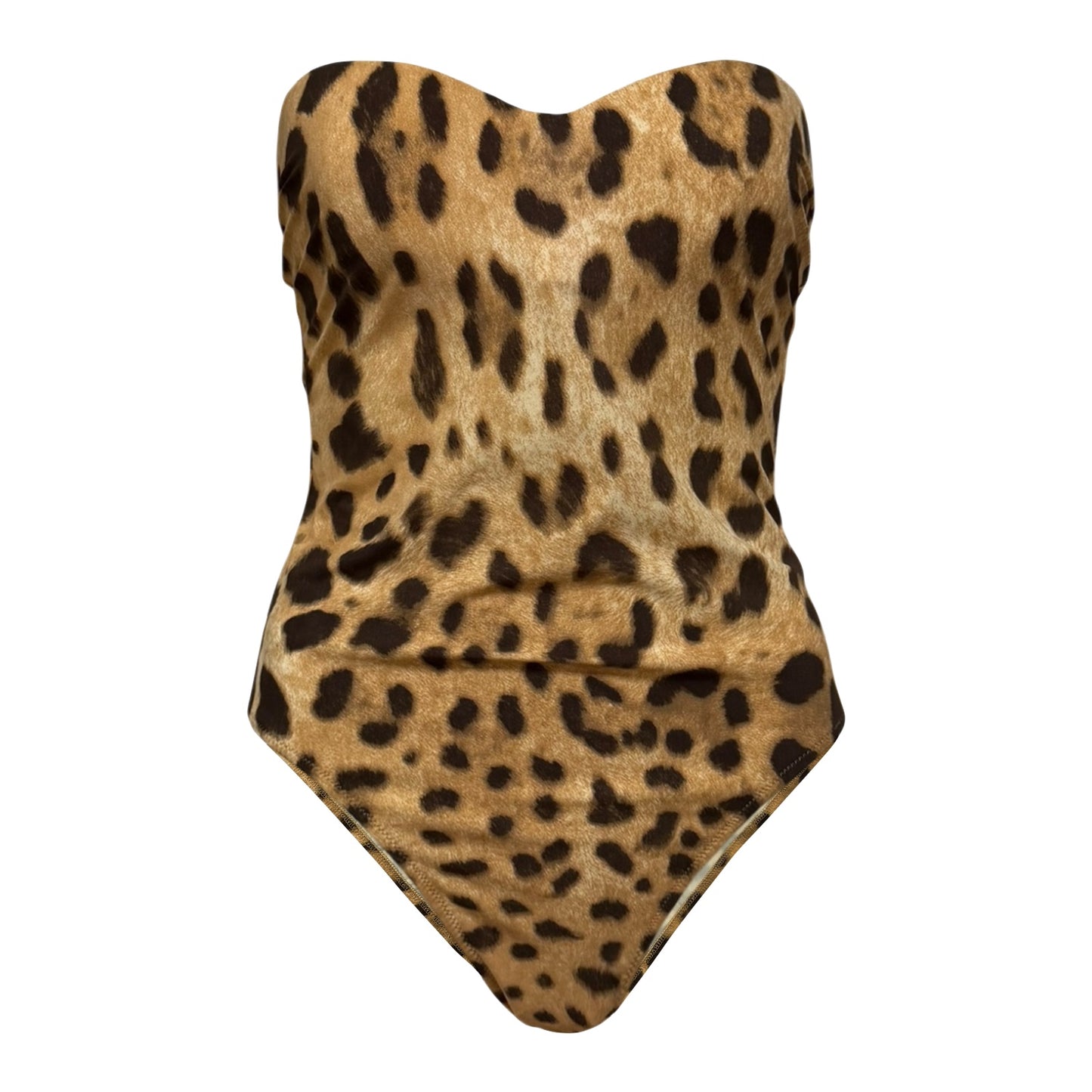 DOLCE&GABBANA Leopard Print Strapless One-Piece Swimsuit