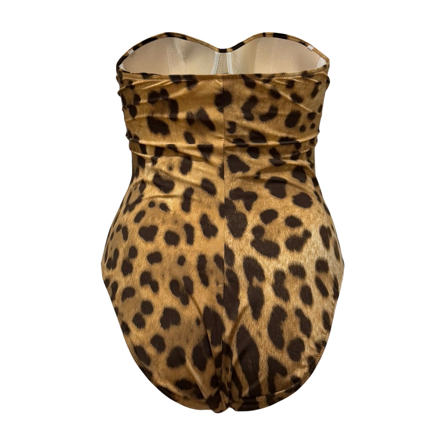 DOLCE&GABBANA Leopard Print Strapless One-Piece Swimsuit