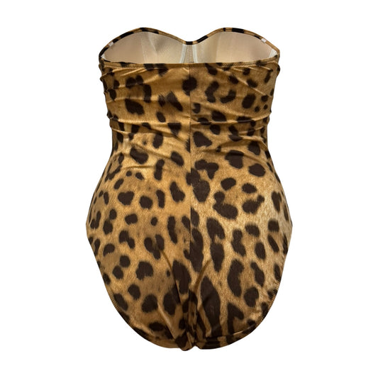 DOLCE&GABBANA Leopard Print Strapless One-Piece Swimsuit