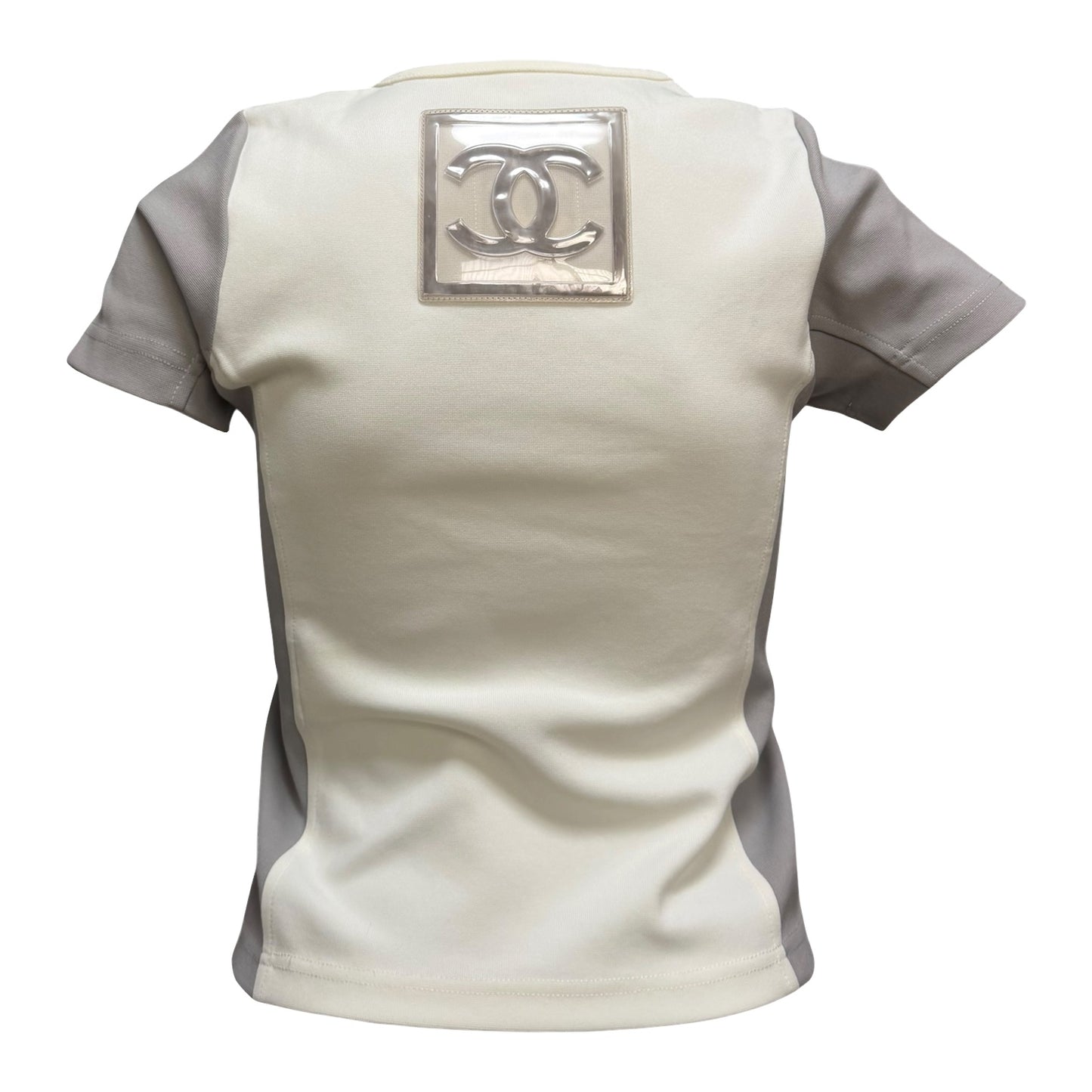 CHANEL Sport Spring Summer 2001 CC Logo Patch Technical Short Sleeve Top