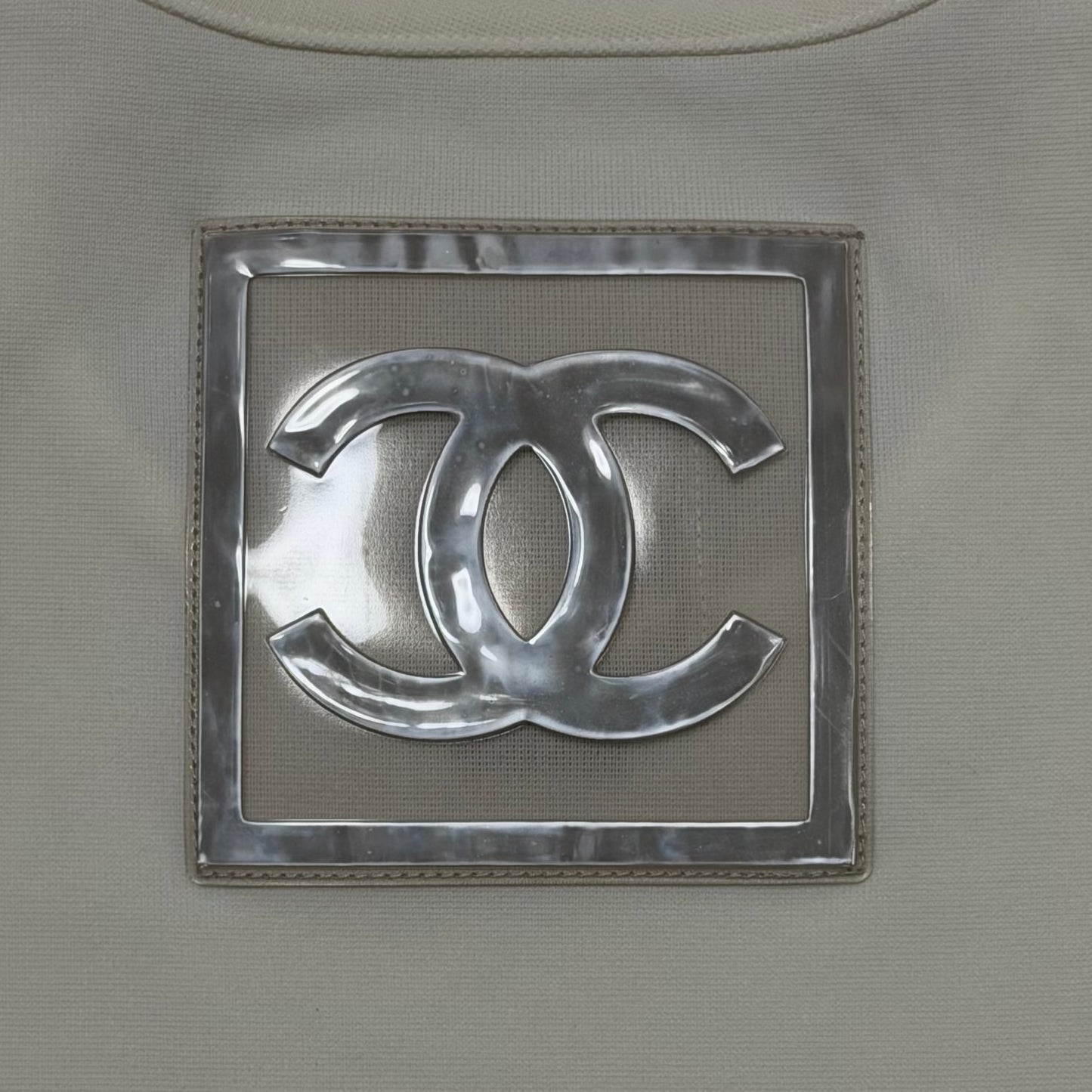 CHANEL Sport Spring Summer 2001 CC Logo Patch Technical Short Sleeve Top