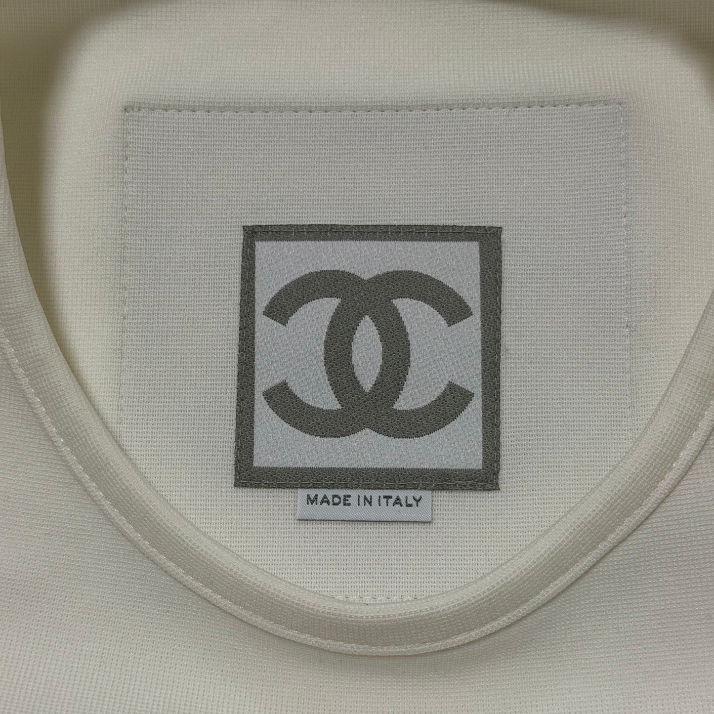 CHANEL Sport Spring Summer 2001 CC Logo Patch Technical Short Sleeve Top