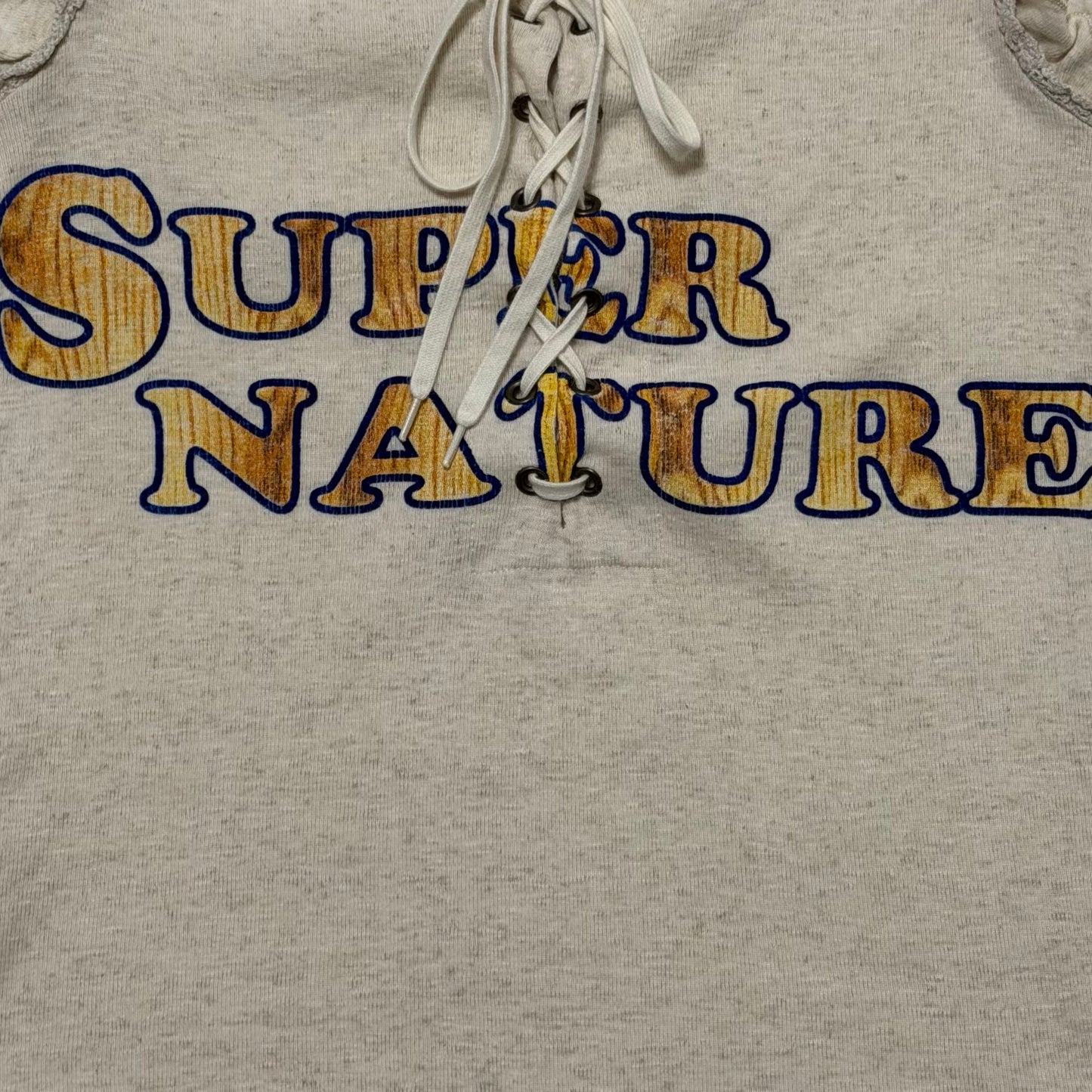 D&G Vintage "SUPER NATURE ORIGINAL SIN" Lace-Up Ruffle Sleeve Tank Top