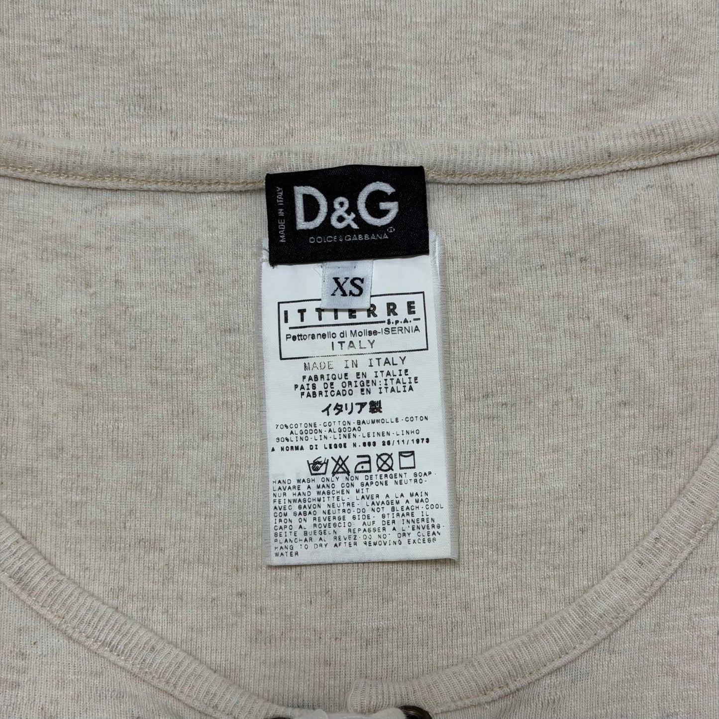 D&G Vintage "SUPER NATURE ORIGINAL SIN" Lace-Up Ruffle Sleeve Tank Top