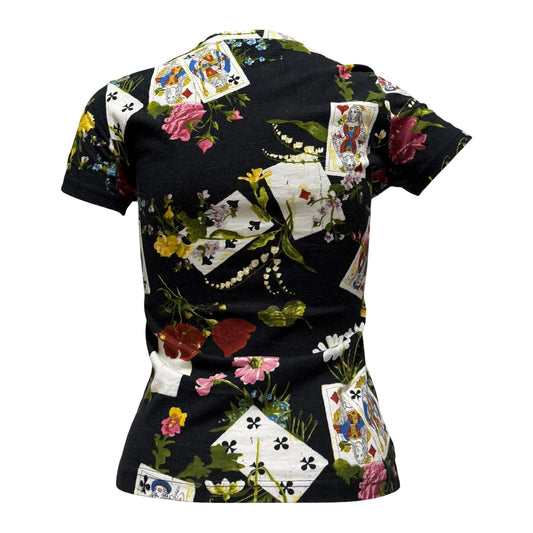 CHRISTIAN DIOR Fall Winter 2002 Floral Playing Card Print T-Shirt