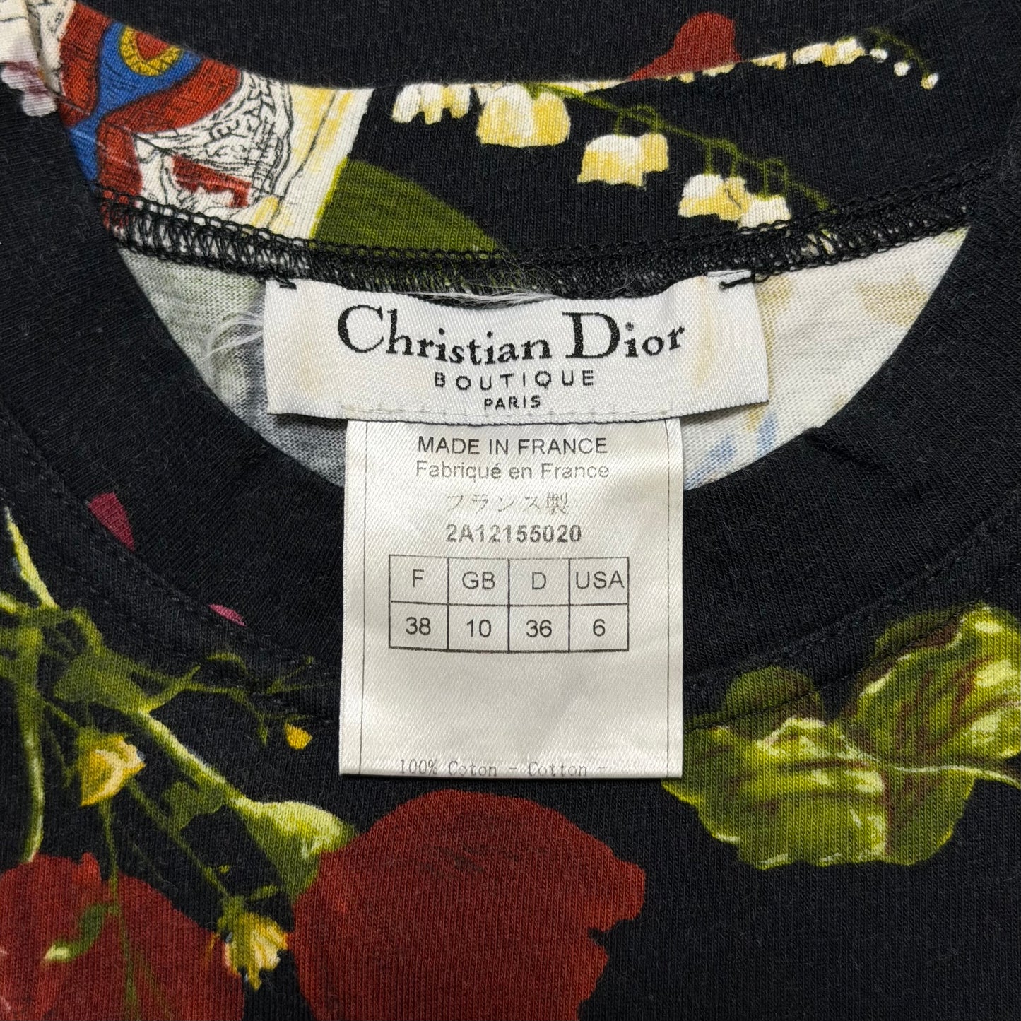CHRISTIAN DIOR Fall Winter 2002 Floral Playing Card Print T-Shirt