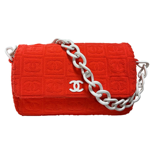 CHANEL Sport Spring Summer 2002 Terry Cloth Flap Bag