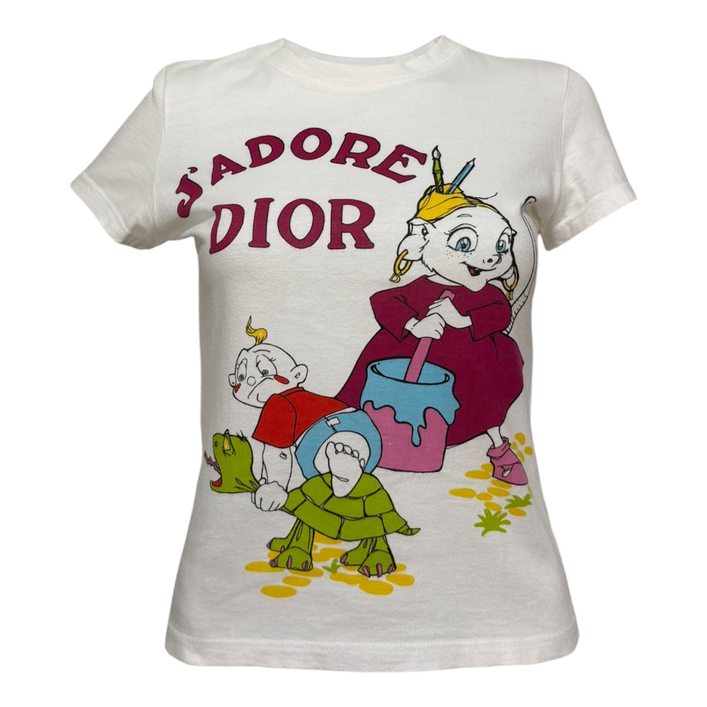CHRISTIAN DIOR Spring Summer 2002 "J'ADORE DIOR" Cartoon Print T-Shirt