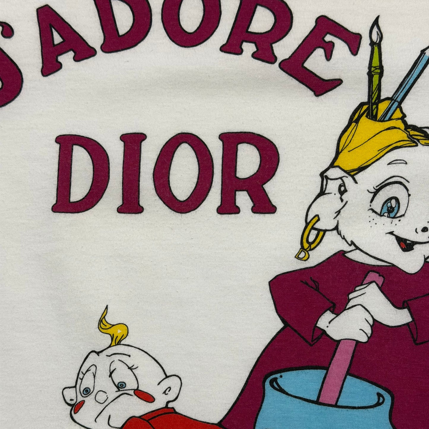 CHRISTIAN DIOR Spring Summer 2002 "J'ADORE DIOR" Cartoon Print T-Shirt