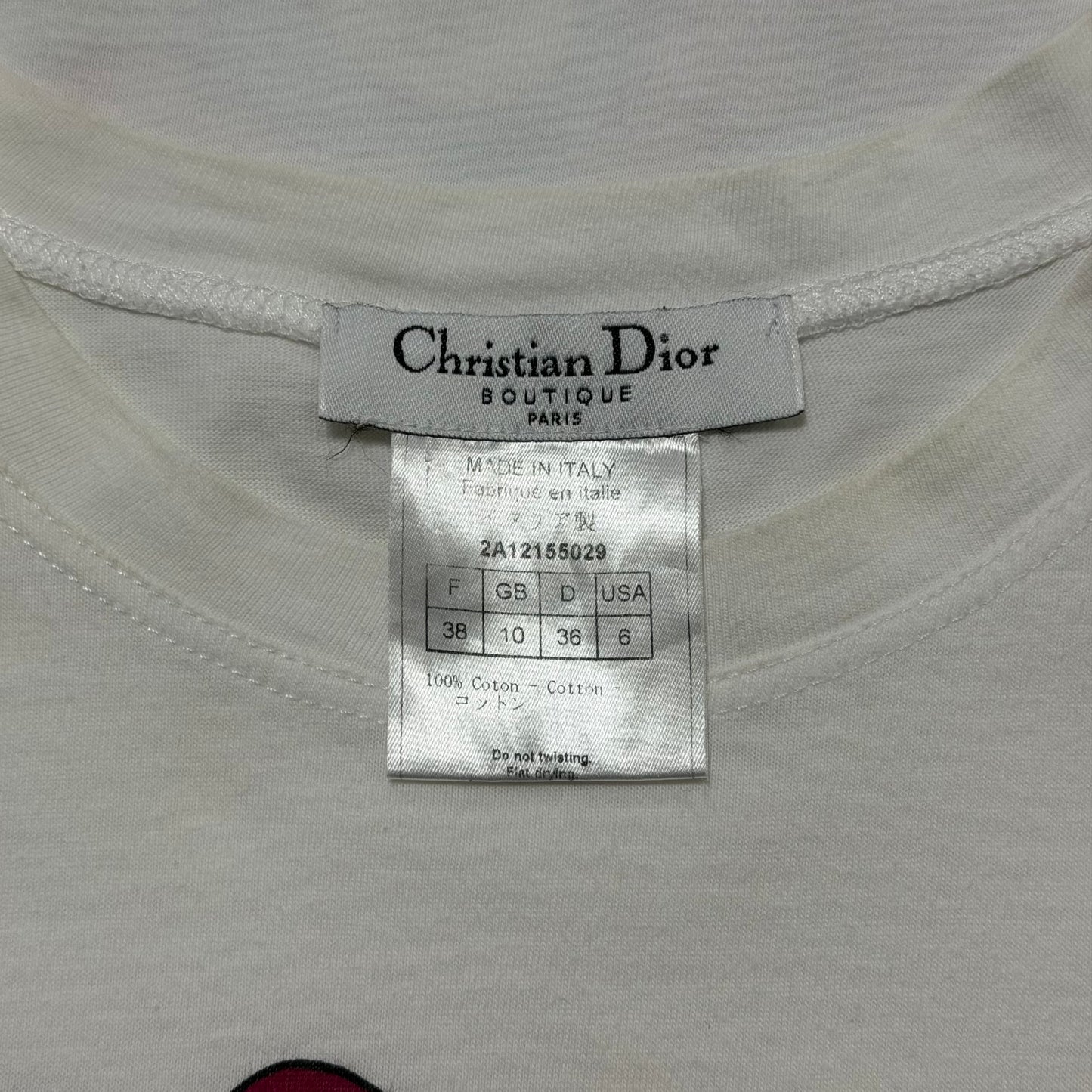 CHRISTIAN DIOR Spring Summer 2002 "J'ADORE DIOR" Cartoon Print T-Shirt