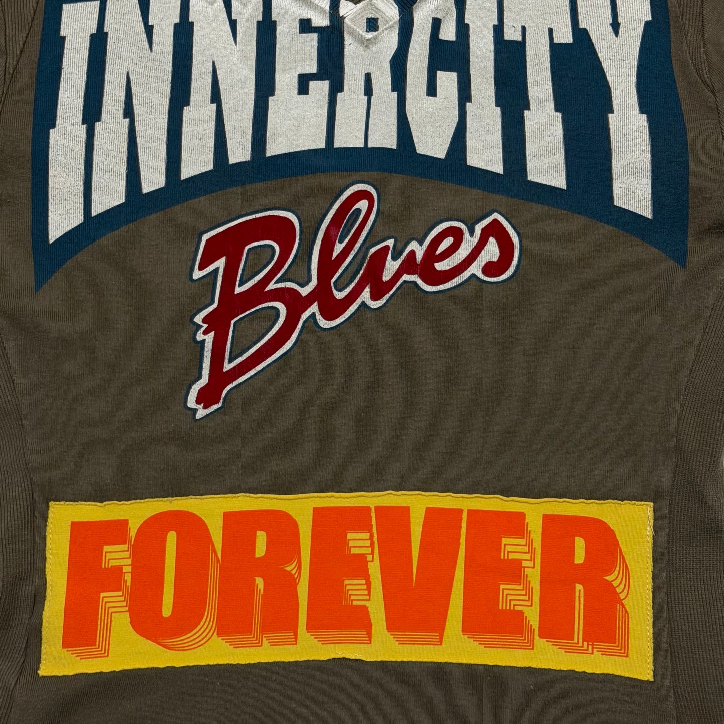 D&G Vintage “ORIGINAL INNERCITY Blues FOREVER” Graphic Ruffle Sleeve Top