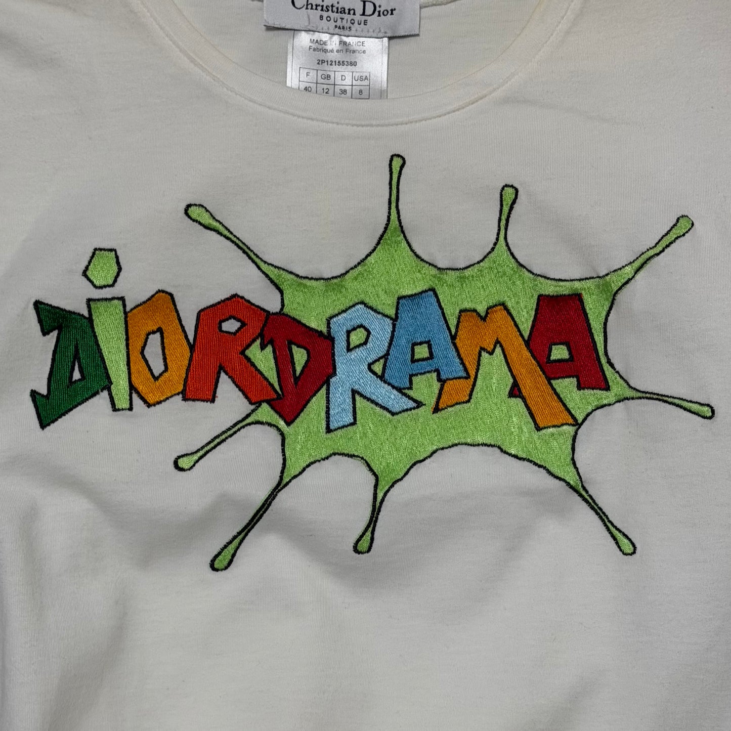 CHRISTIAN DIOR "DIORDRAMA" Cartoon Logo Tie-Side Crop Top