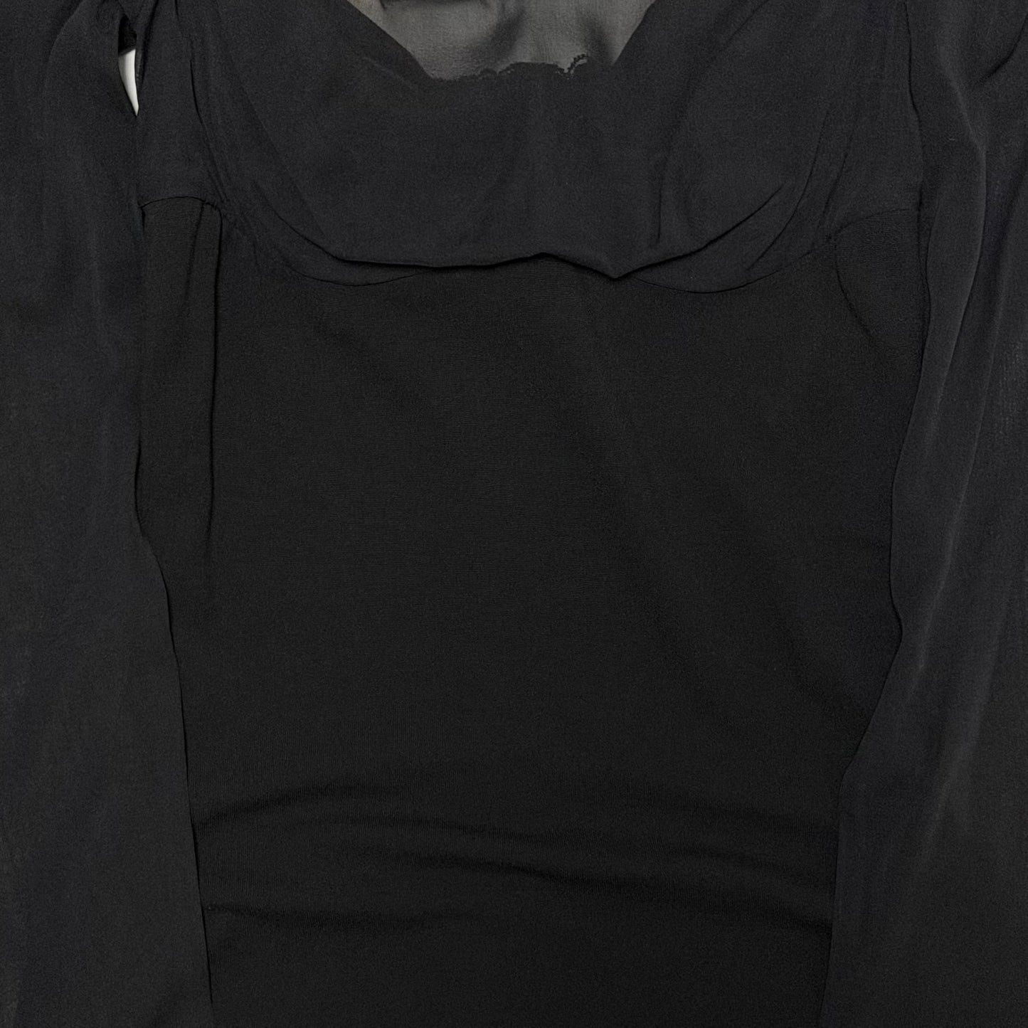 DOLCE&GABBANA Fall Winter 2001 Sheer-Sleeve Dress with Built-in Bra & Matching Scarf