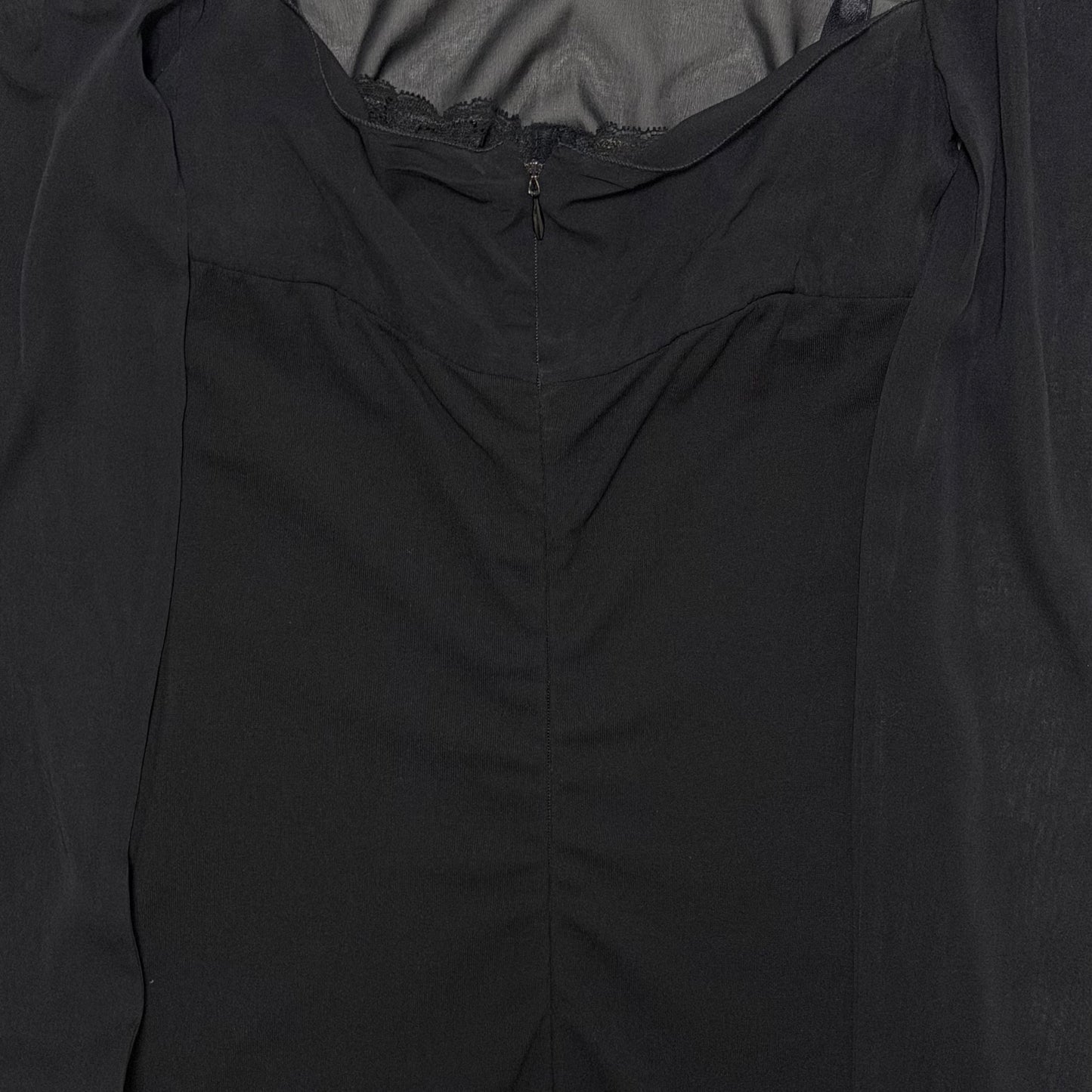 DOLCE&GABBANA Fall Winter 2001 Sheer-Sleeve Dress with Built-in Bra & Matching Scarf