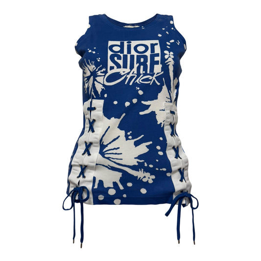 CHRISTIAN DIOR Spring Summer 2004 “Surf Chick” Lace-Up Graphic Tank Top