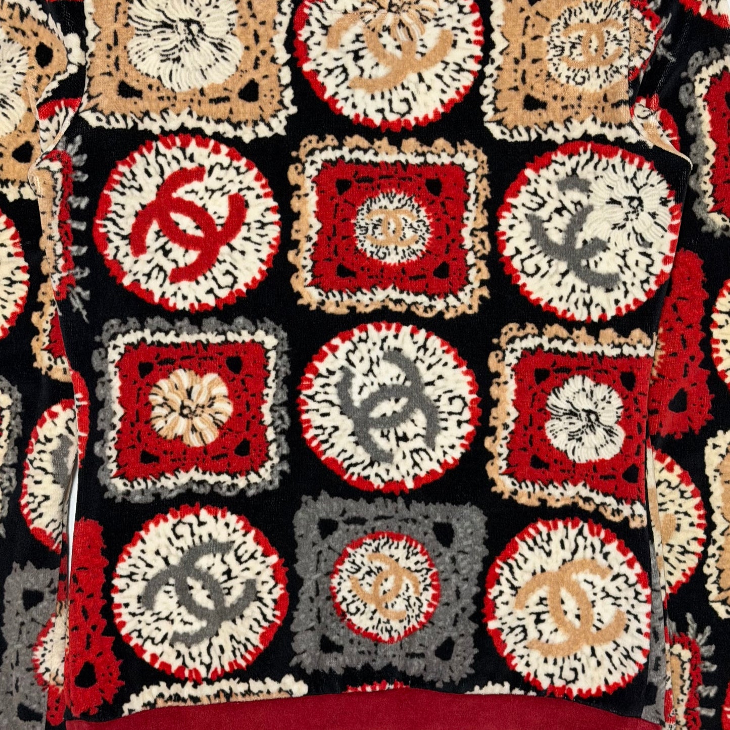 CHANEL Sport Spring Summer 2009 Patchwork Print Velour Zip-Up Jacket