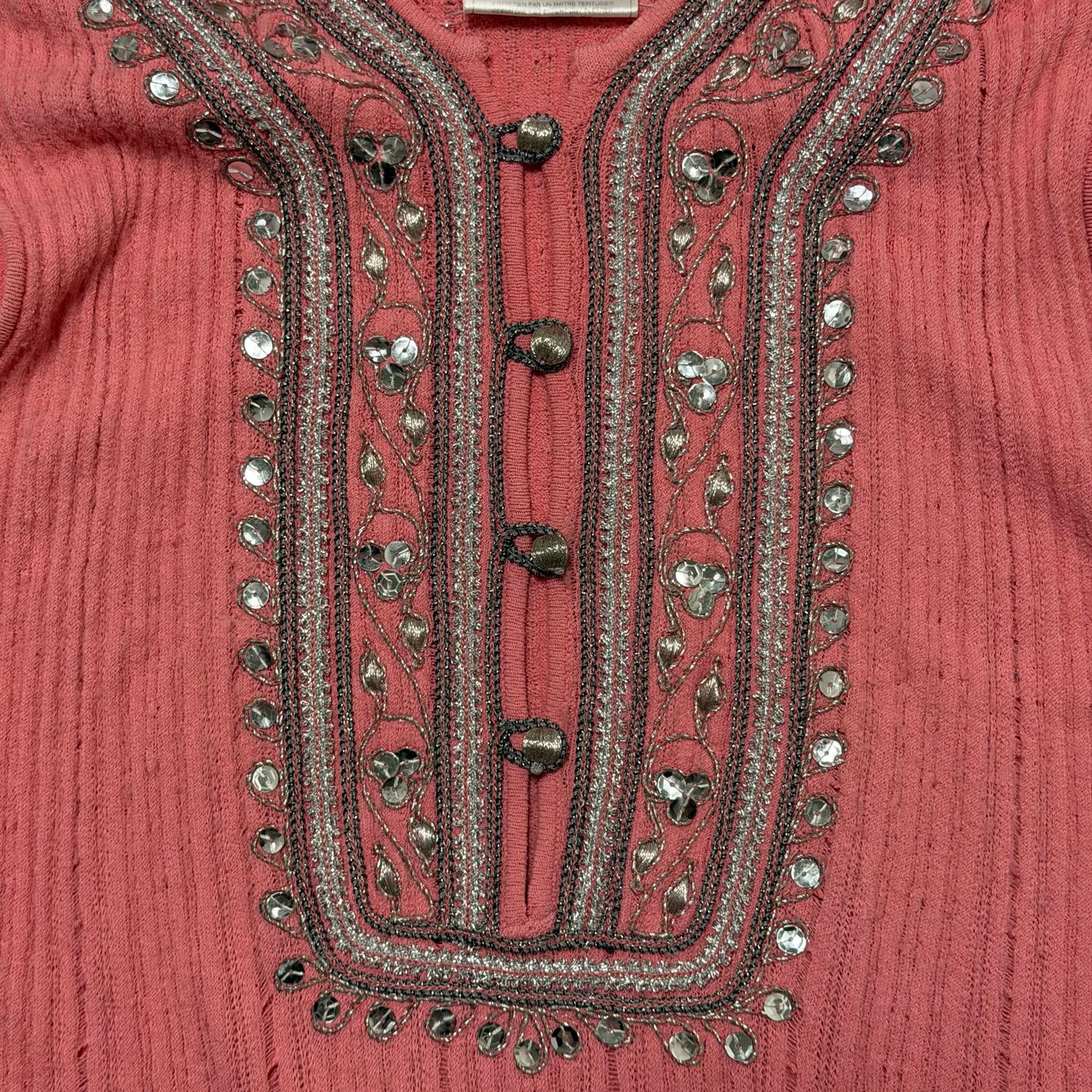 CHRISTIAN DIOR 2005 Vintage Ribbed Knit Embroidered Sequin Tank Top