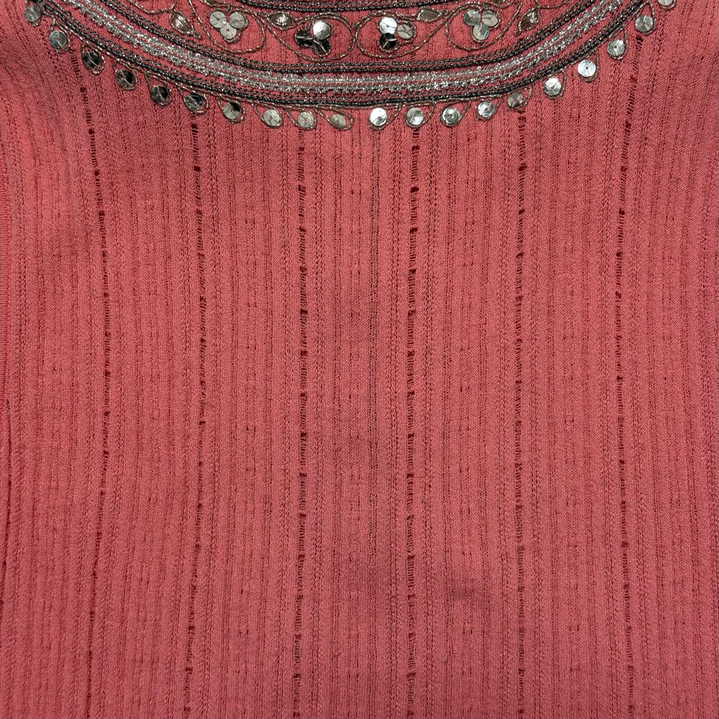 CHRISTIAN DIOR 2005 Vintage Ribbed Knit Embroidered Sequin Tank Top