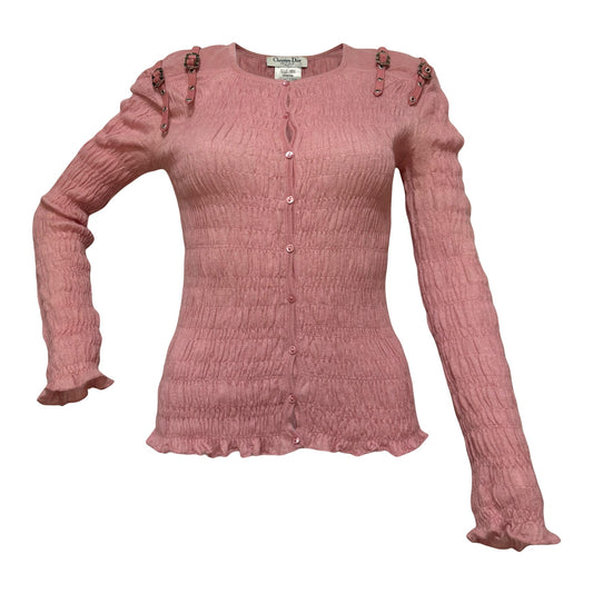 CHRISTIAN DIOR Fall Winter 2003 Bondage Strap Ribbed Knit Cardigan