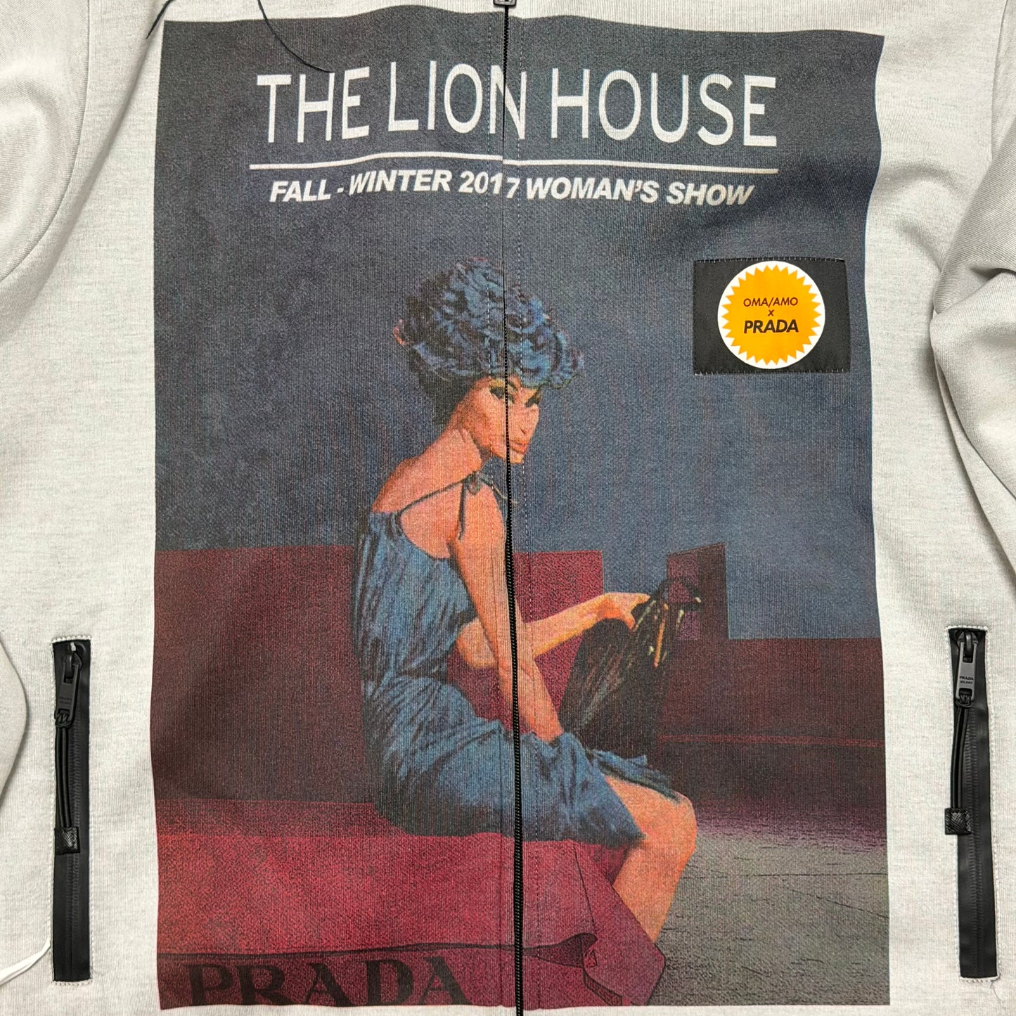 PRADA Fall Winter 2017 "THE LION HOUSE" Zip-Up Hoodie with Ostrich Feathers