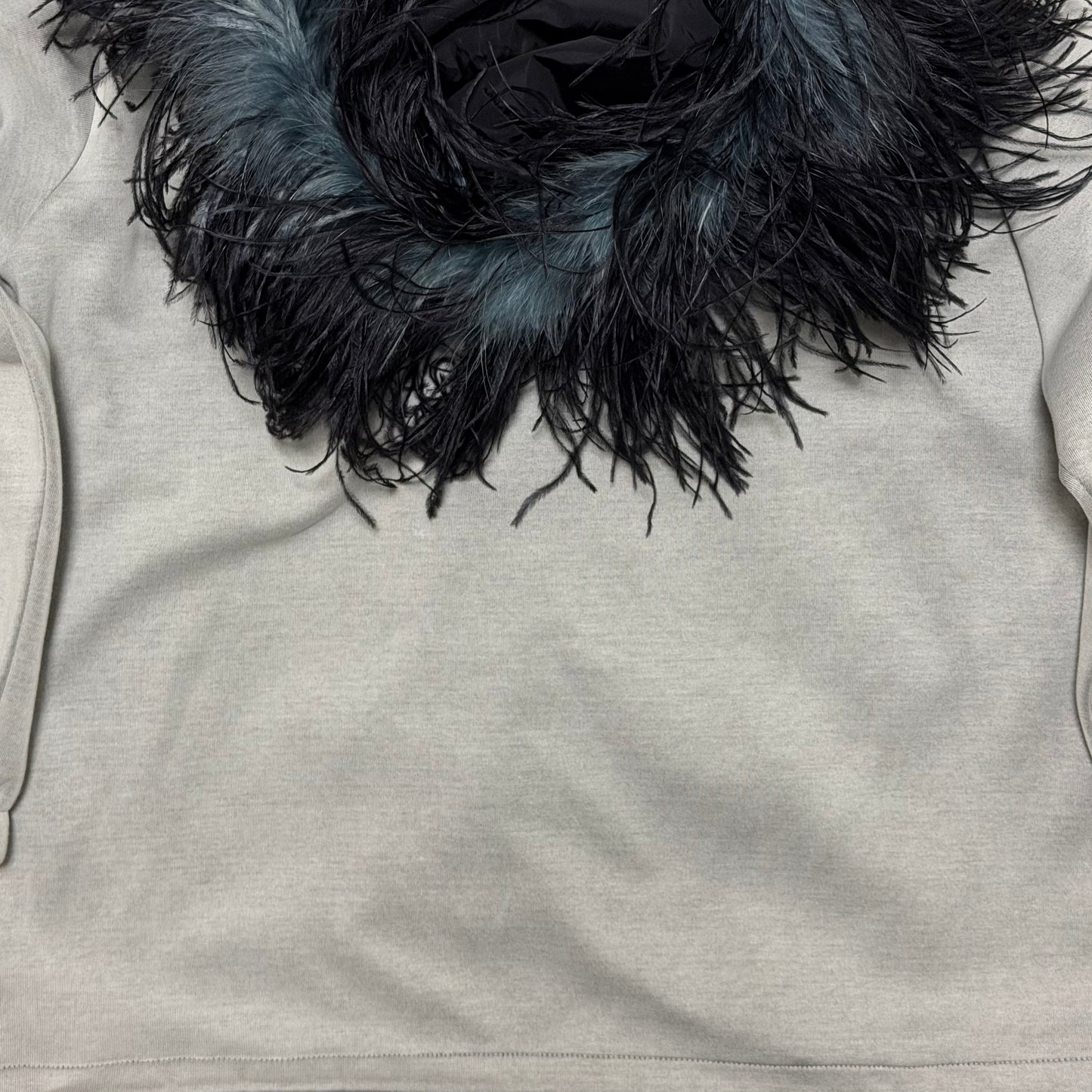 PRADA Fall Winter 2017 "THE LION HOUSE" Zip-Up Hoodie with Ostrich Feathers
