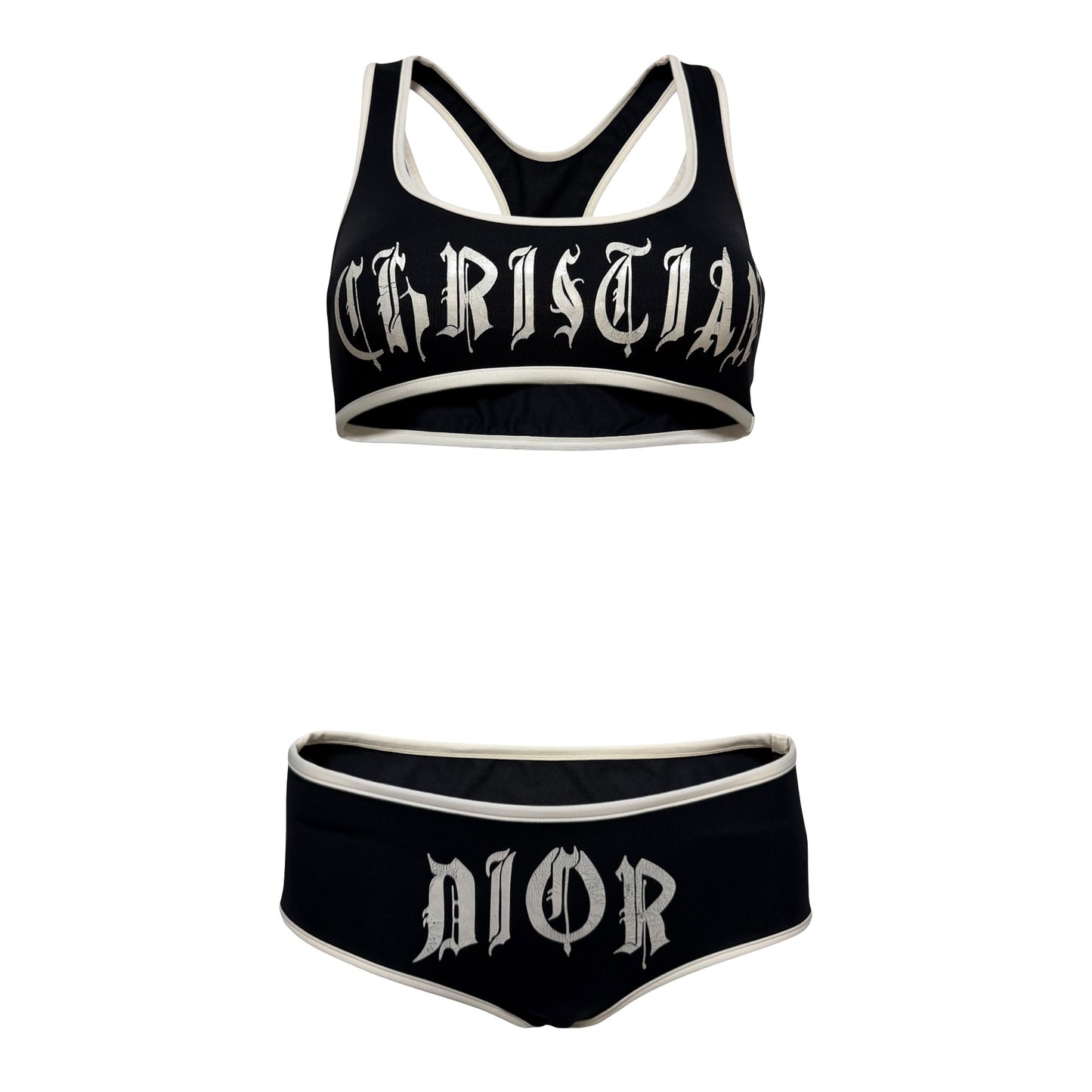CHRISTIAN DIOR Spring Summer 2002 Gothic Logo Bikini Set