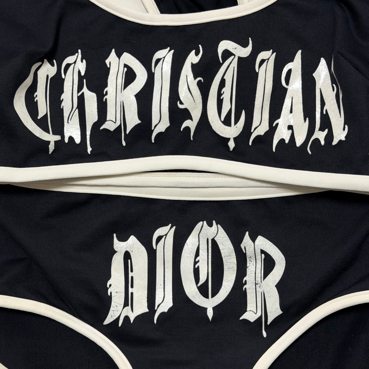 CHRISTIAN DIOR Spring Summer 2002 Gothic Logo Bikini Set