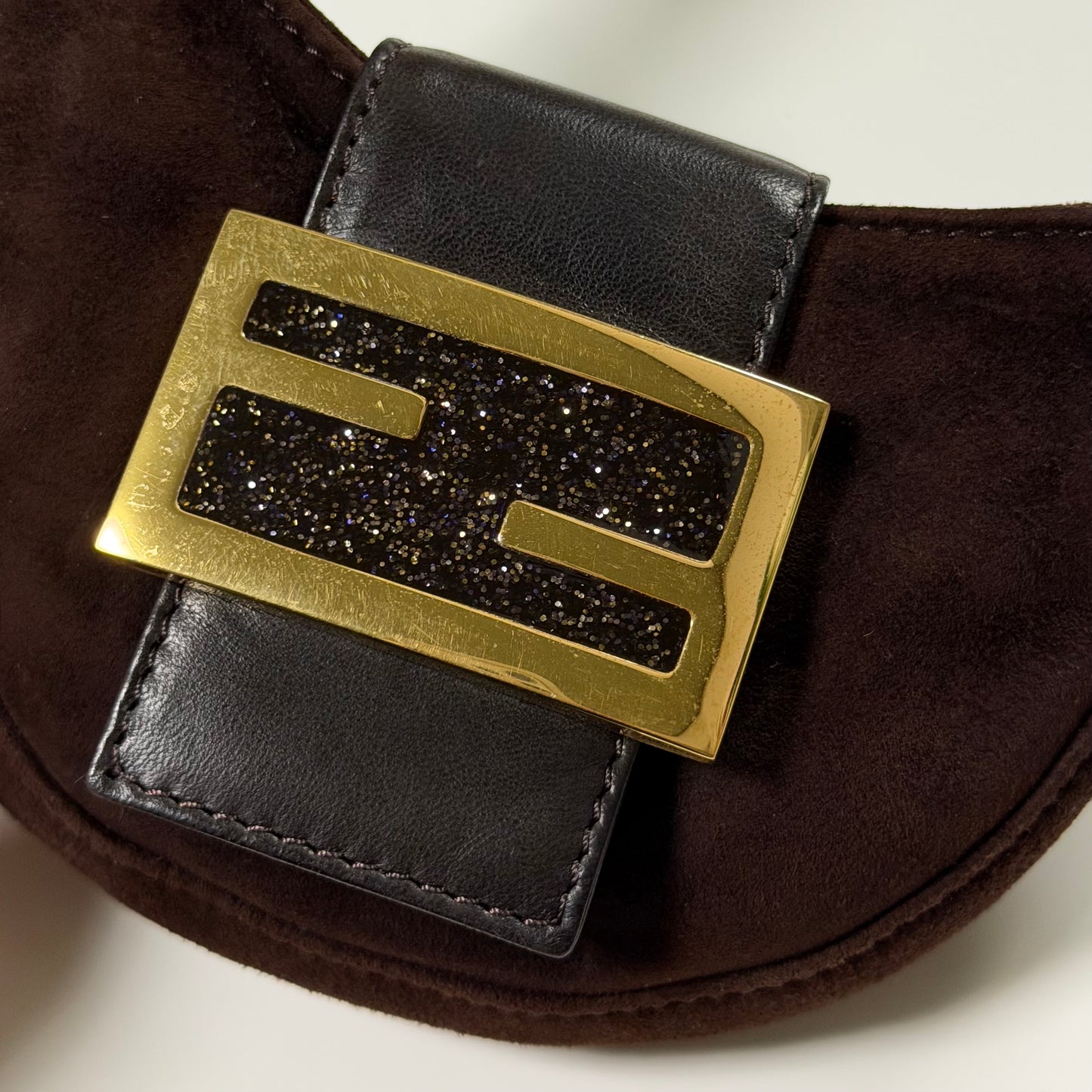 FENDI Spring Summer 1999 Suede & Leather Mini Croissant Bag
