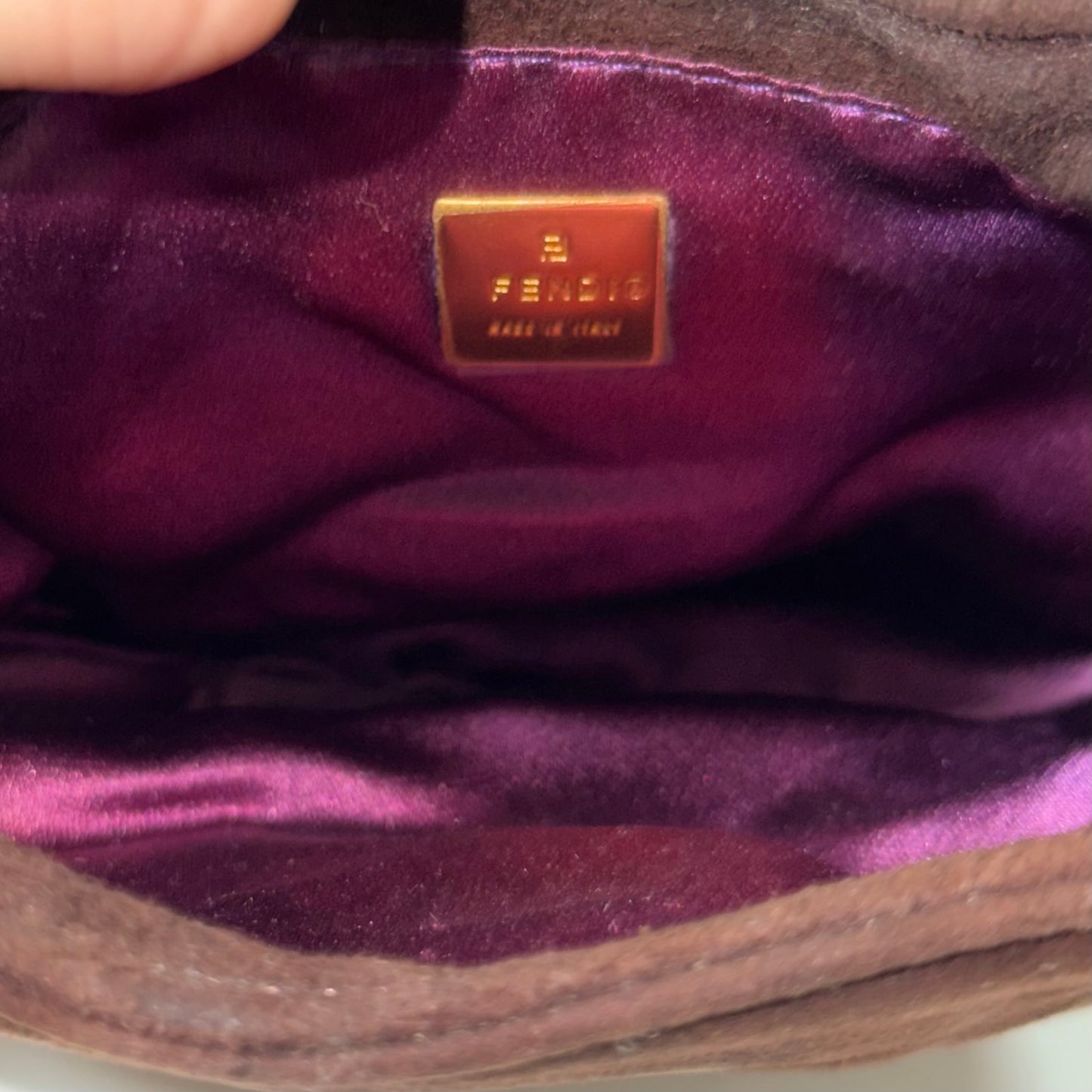 FENDI Spring Summer 1999 Suede & Leather Mini Croissant Bag