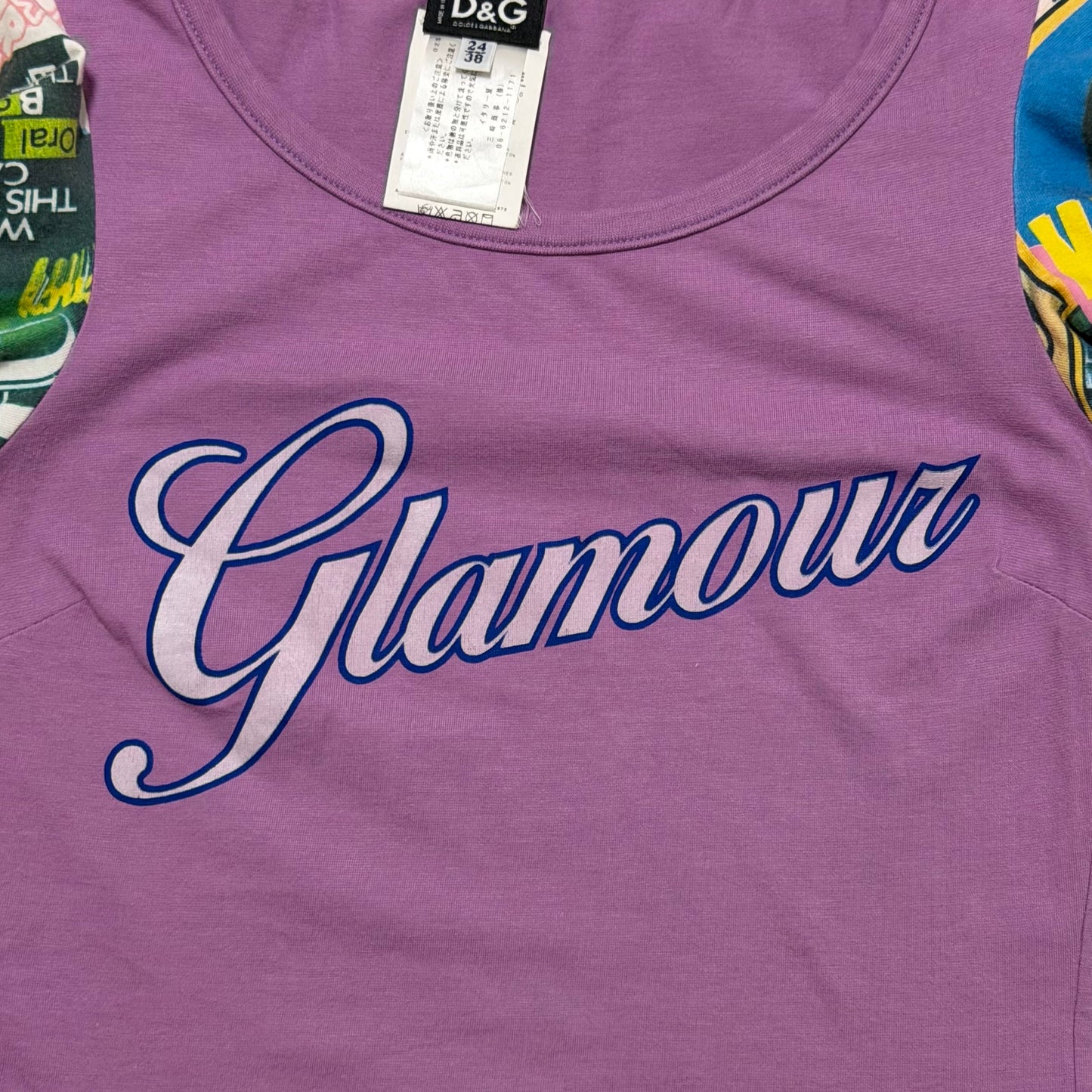 D&G Spring Summer 2002 “Glamour” Graphic Frill Sleeve T-Shirt