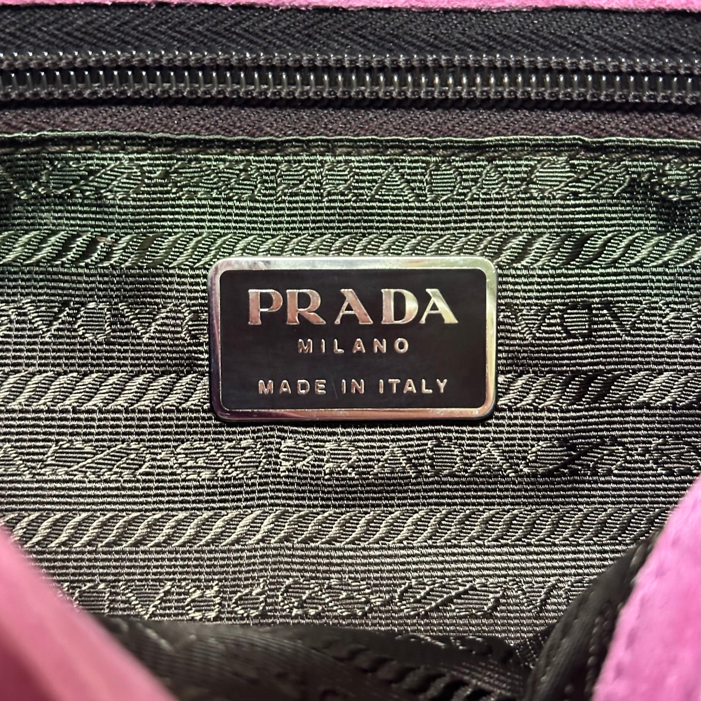 PRADA Fall Winter 1999 Appliqué Leaves Suede and Mesh Shoulder Bag