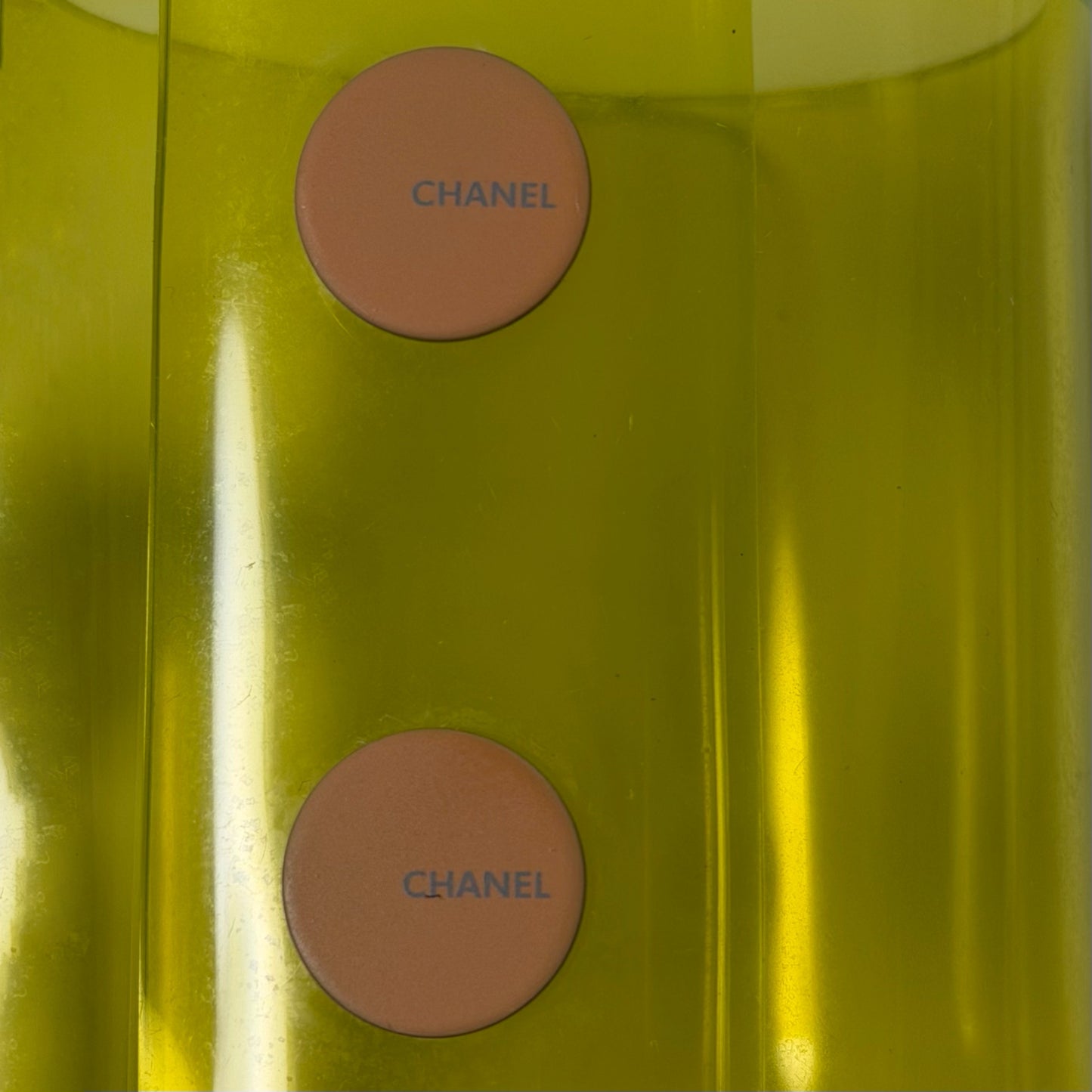 CHANEL Vintage Transparent Vinyl Logo Cuff Bracelet