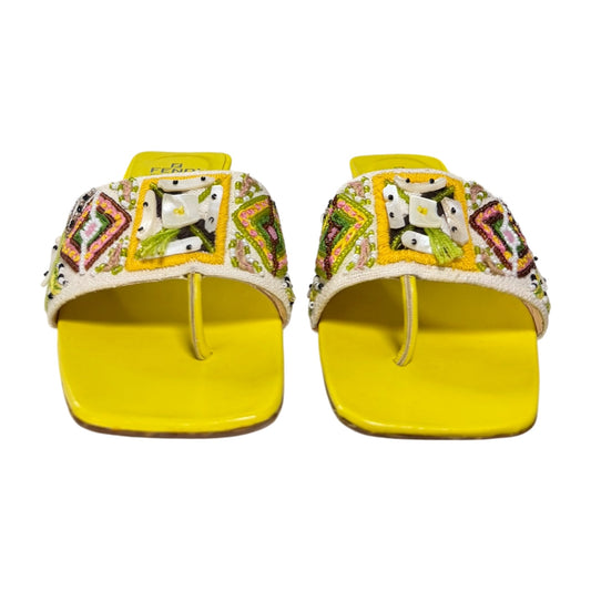 FENDI Spring Summer 2000 Embroidered Beaded Split Toe Sandals