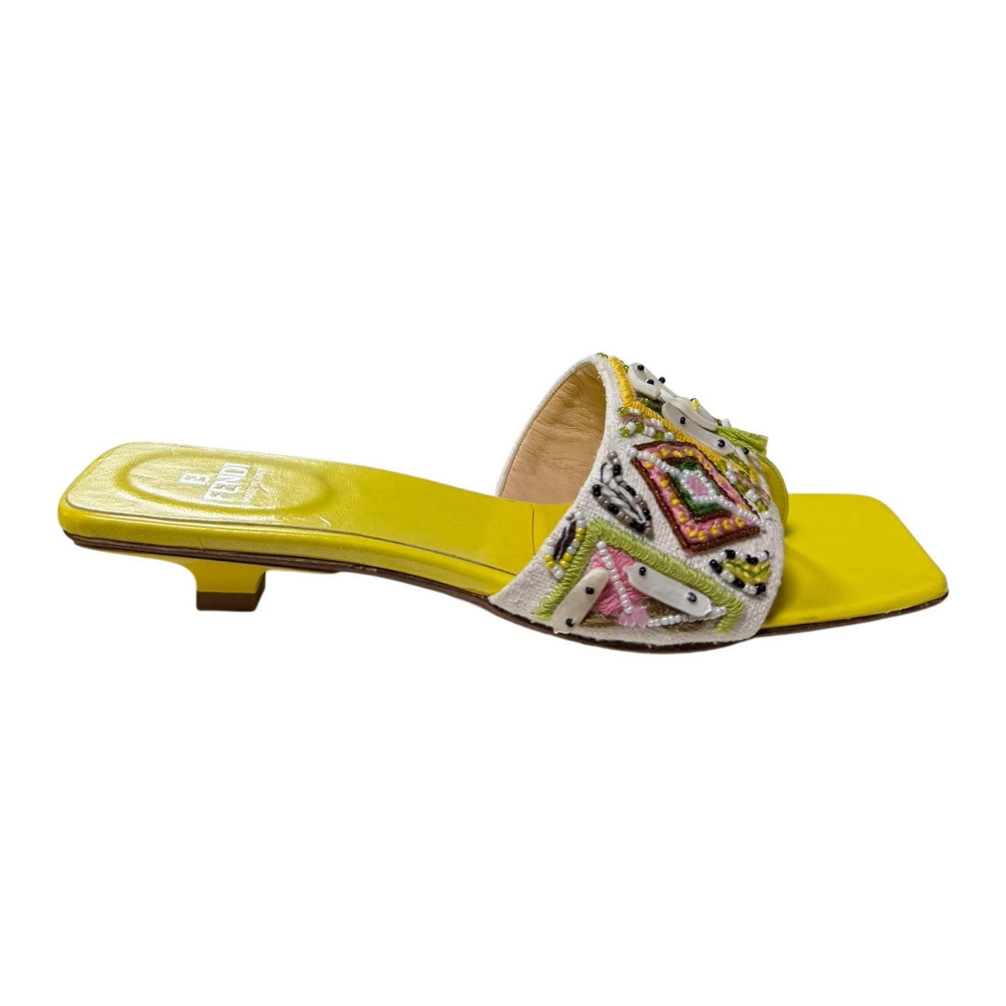 FENDI Spring Summer 2000 Embroidered Beaded Split Toe Sandals