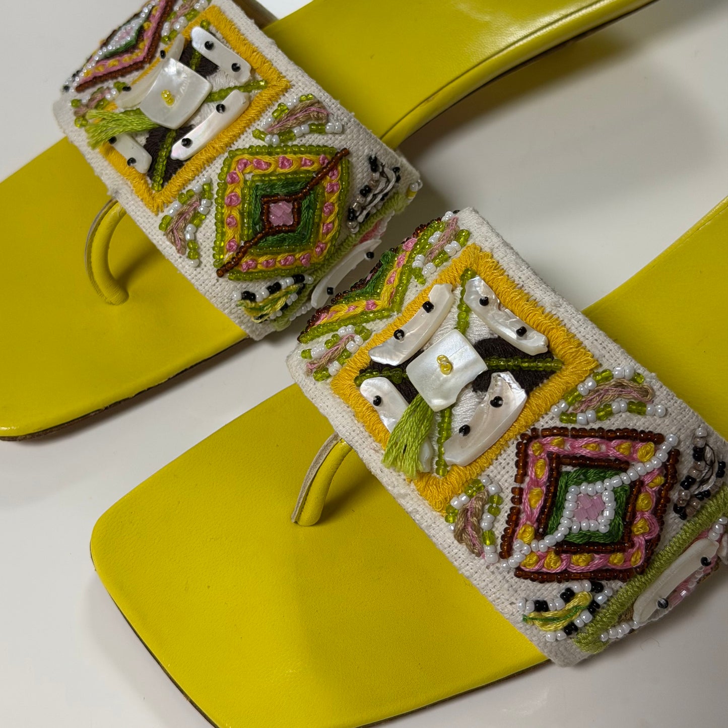 FENDI Spring Summer 2000 Embroidered Beaded Split Toe Sandals