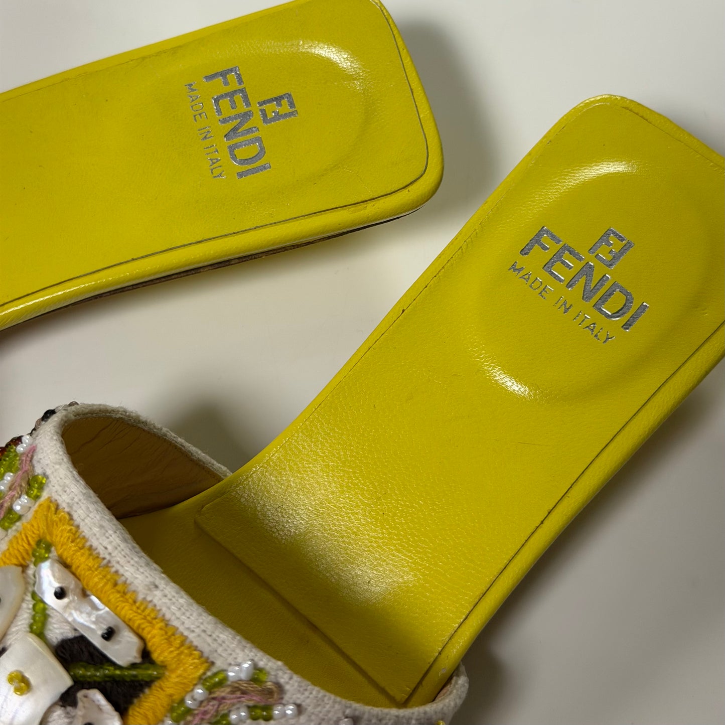 FENDI Spring Summer 2000 Embroidered Beaded Split Toe Sandals