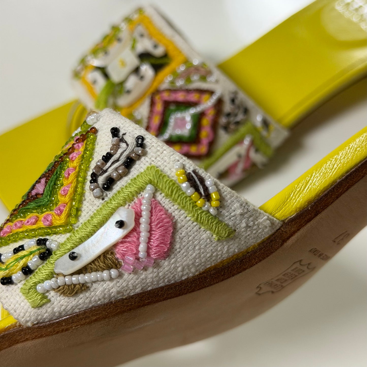 FENDI Spring Summer 2000 Embroidered Beaded Split Toe Sandals