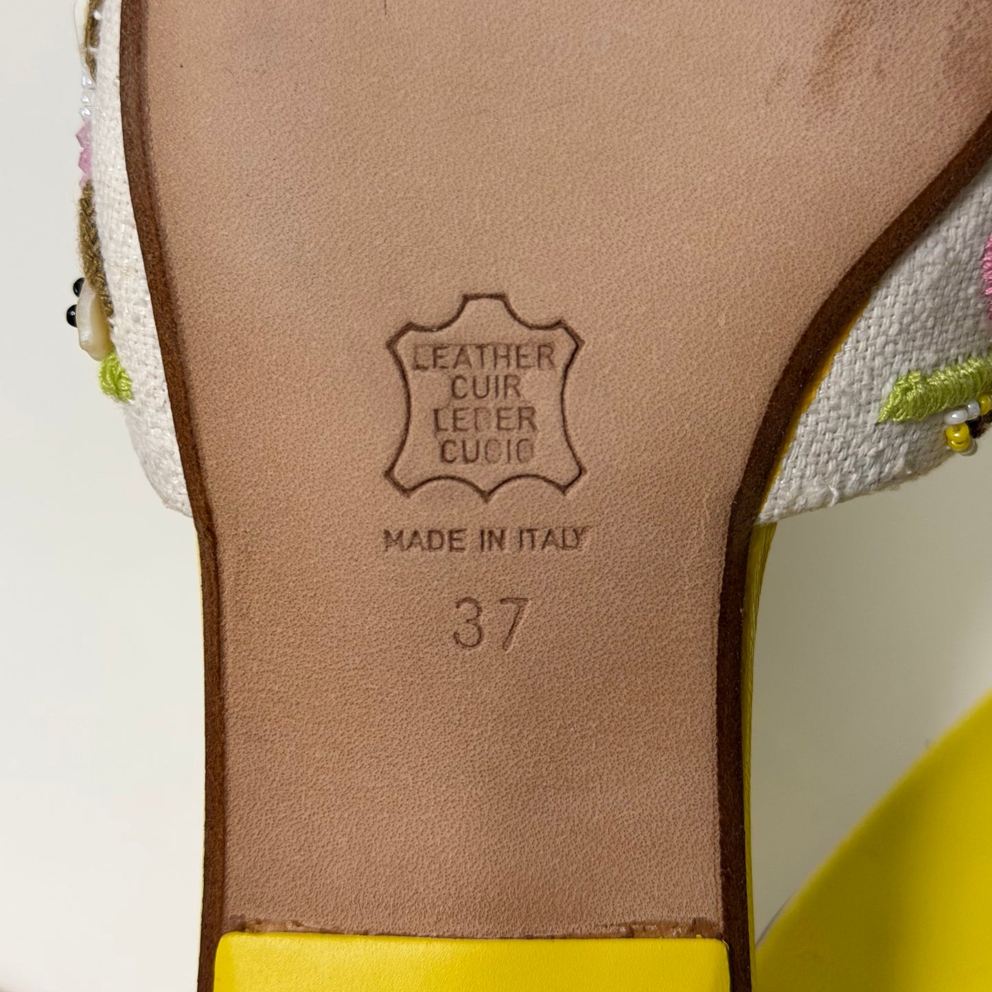 FENDI Spring Summer 2000 Embroidered Beaded Split Toe Sandals