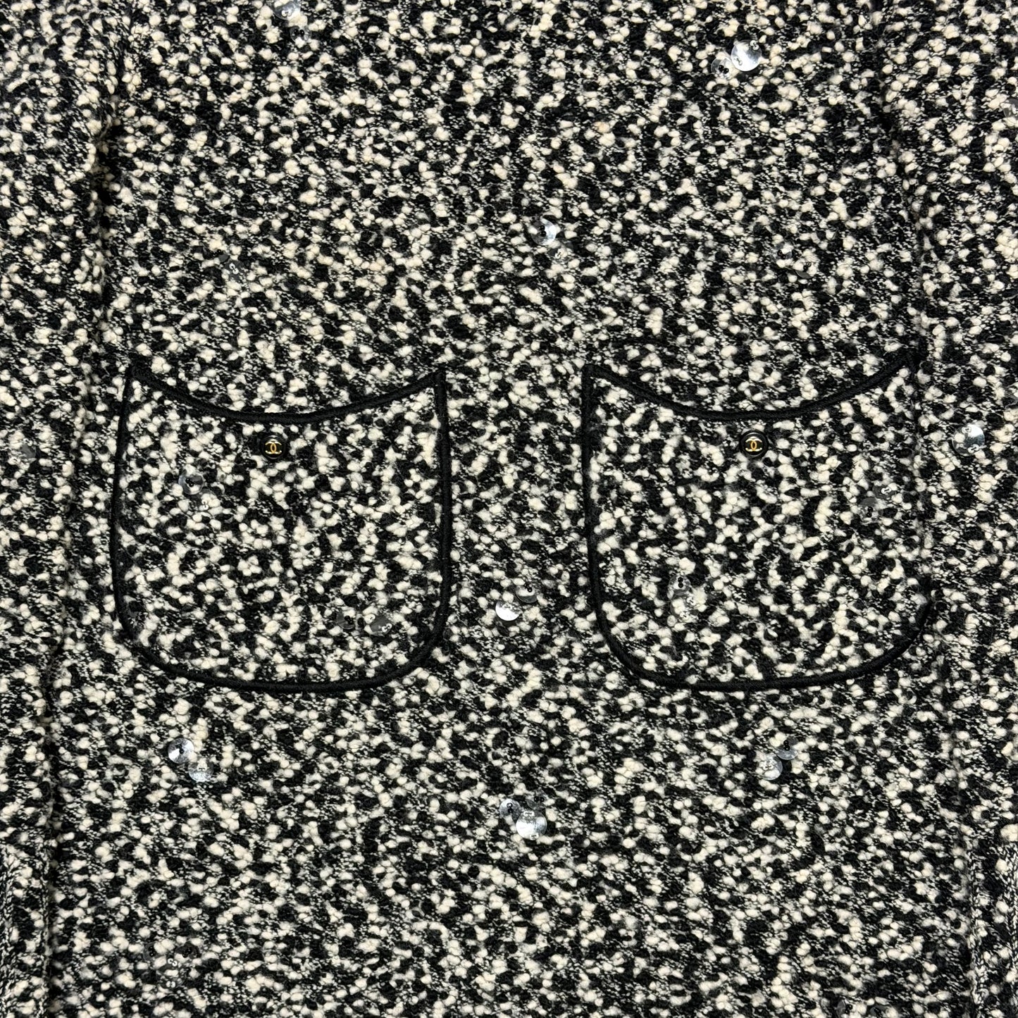 CHANEL Fall Winter 1994 Sequin-Embellished Tweed Turtleneck Mini Dress