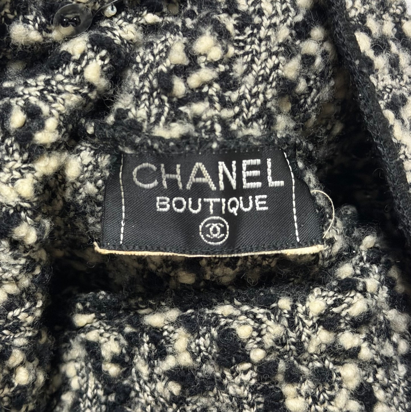 CHANEL Fall Winter 1994 Sequin-Embellished Tweed Turtleneck Mini Dress