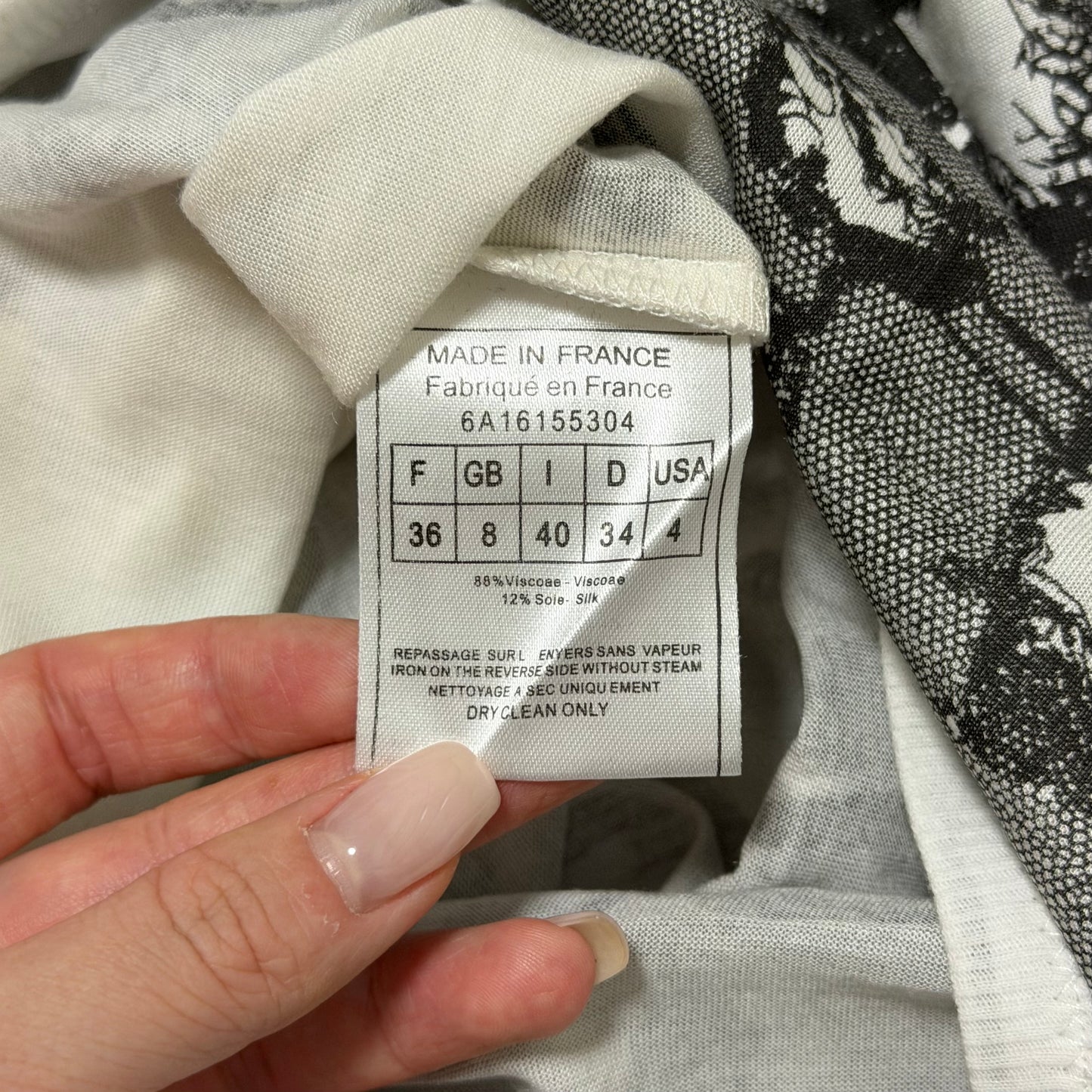 CHRISTIAN DIOR Spring Summer 2006 Lace Print Long Sleeve T-Shirt featuring Cut-Out and Ribbon Details