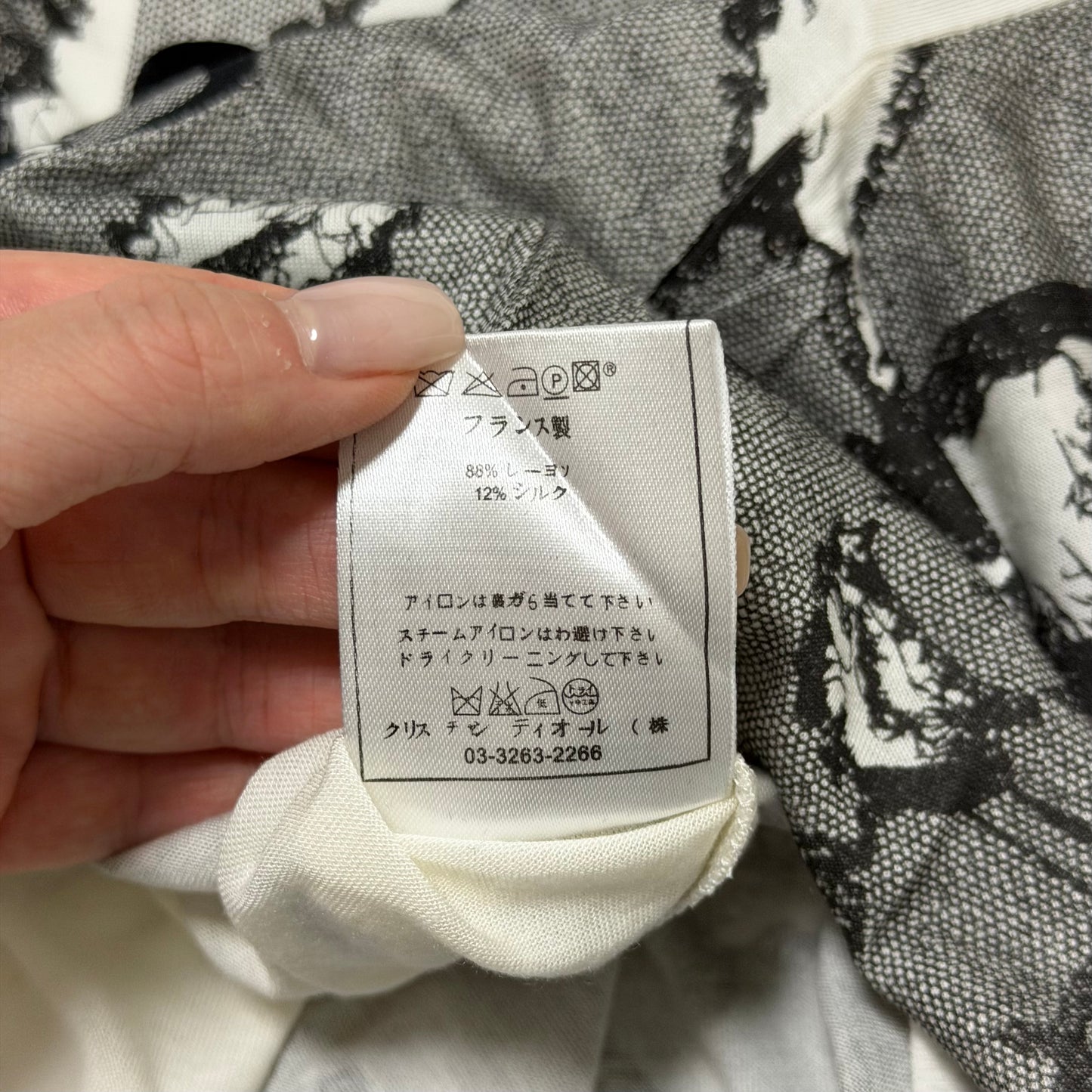 CHRISTIAN DIOR Spring Summer 2006 Lace Print Long Sleeve T-Shirt featuring Cut-Out and Ribbon Details