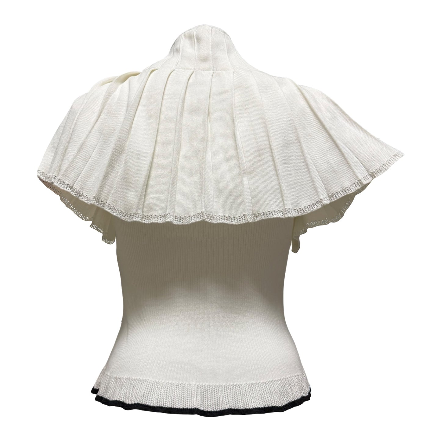 CHANEL Spring Summer 2001 Camellia Intarsia Knit Top & Poncho Set