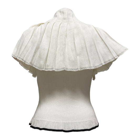 CHANEL Spring Summer 2001 Camellia Intarsia Knit Top & Poncho Set
