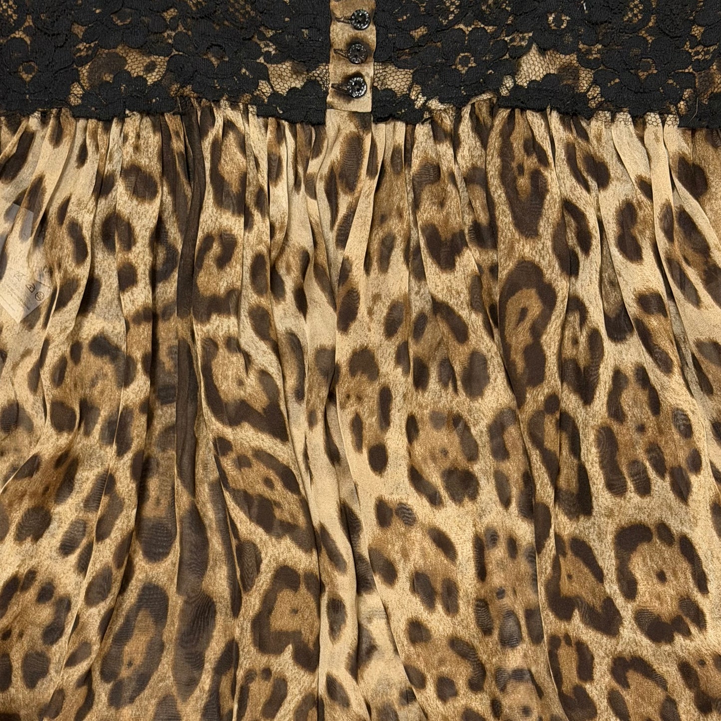 DOLCE&GABBANA Leopard Print Silk Camisole with Lace Trim