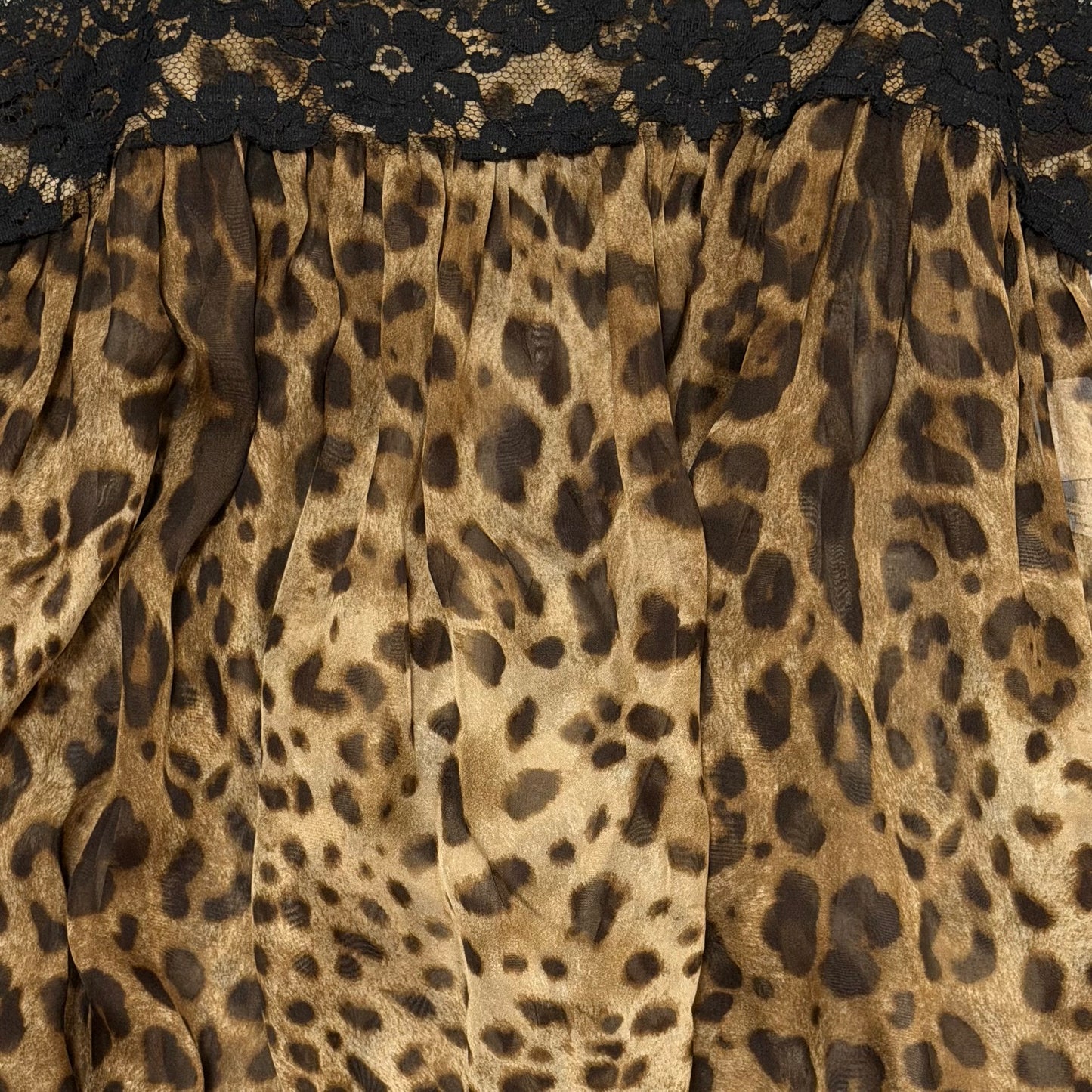 DOLCE&GABBANA Leopard Print Silk Camisole with Lace Trim